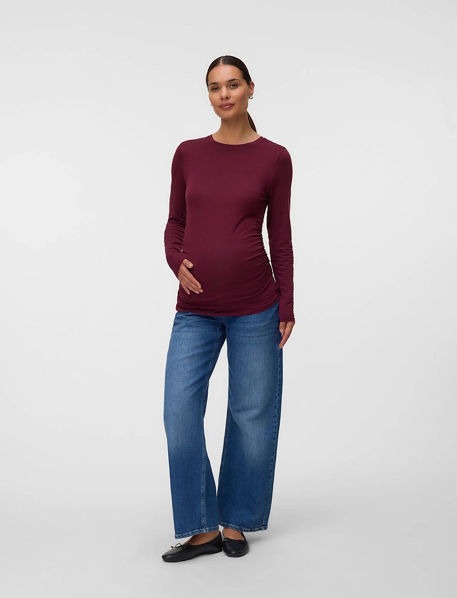 Vero Moda Maternity - VMMAVA SARAH LS TOP JRS - Överdelar - windsor wine - 4
