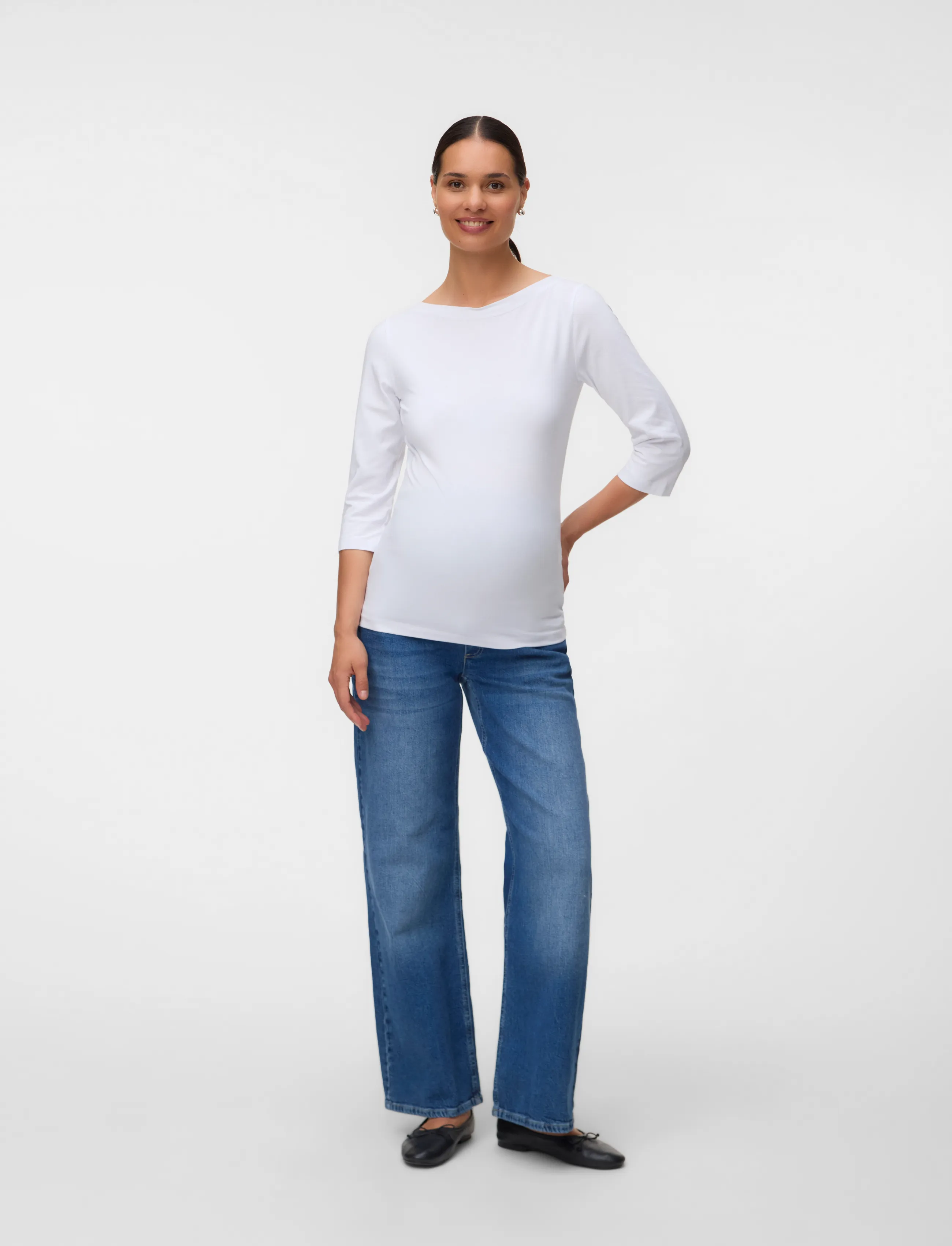 Vero Moda Maternity - VMMPANDA MODAL 3/4 TOP JRS - tops - bright white - 4
