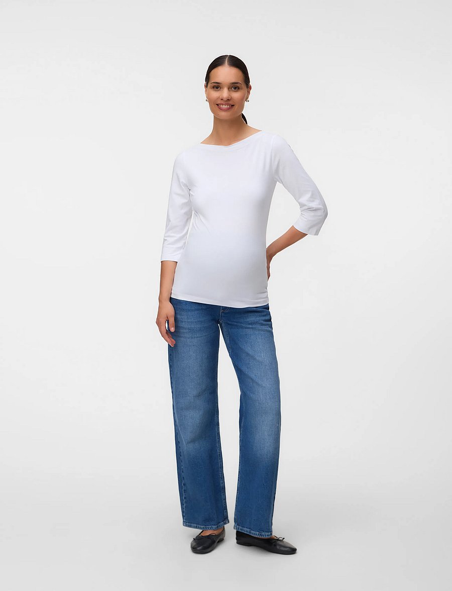 Vero Moda Maternity - VMMPANDA MODAL 3/4 TOP JRS - tops - bright white - 4