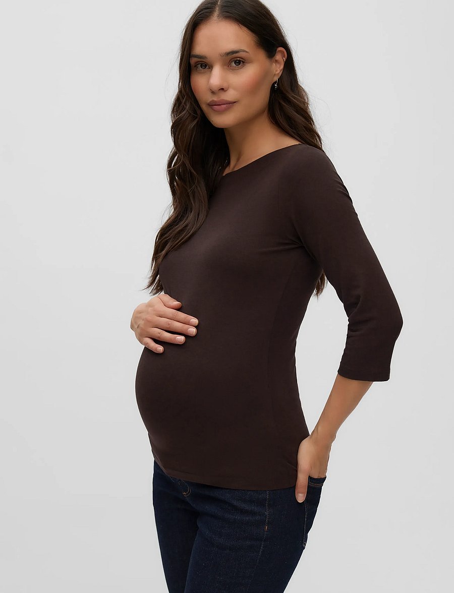 Vero Moda Maternity - VMMPANDA MODAL 3/4 TOP JRS - topid - chocolate torte - 0