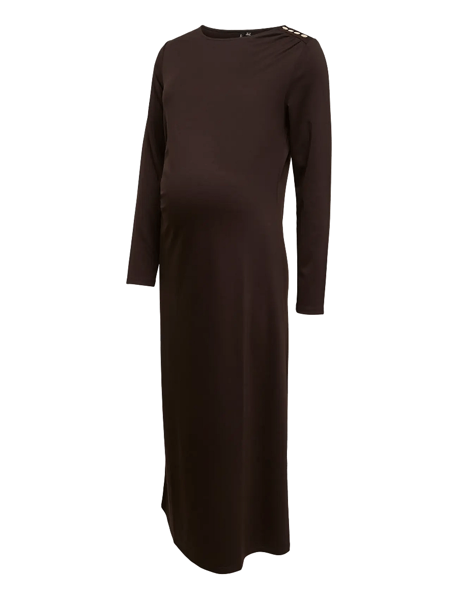 Vero Moda Maternity - VMMMAHALO L/S 7/8 DRESS JRS BTQ SP - maksikleidid - chocolate torte - 0