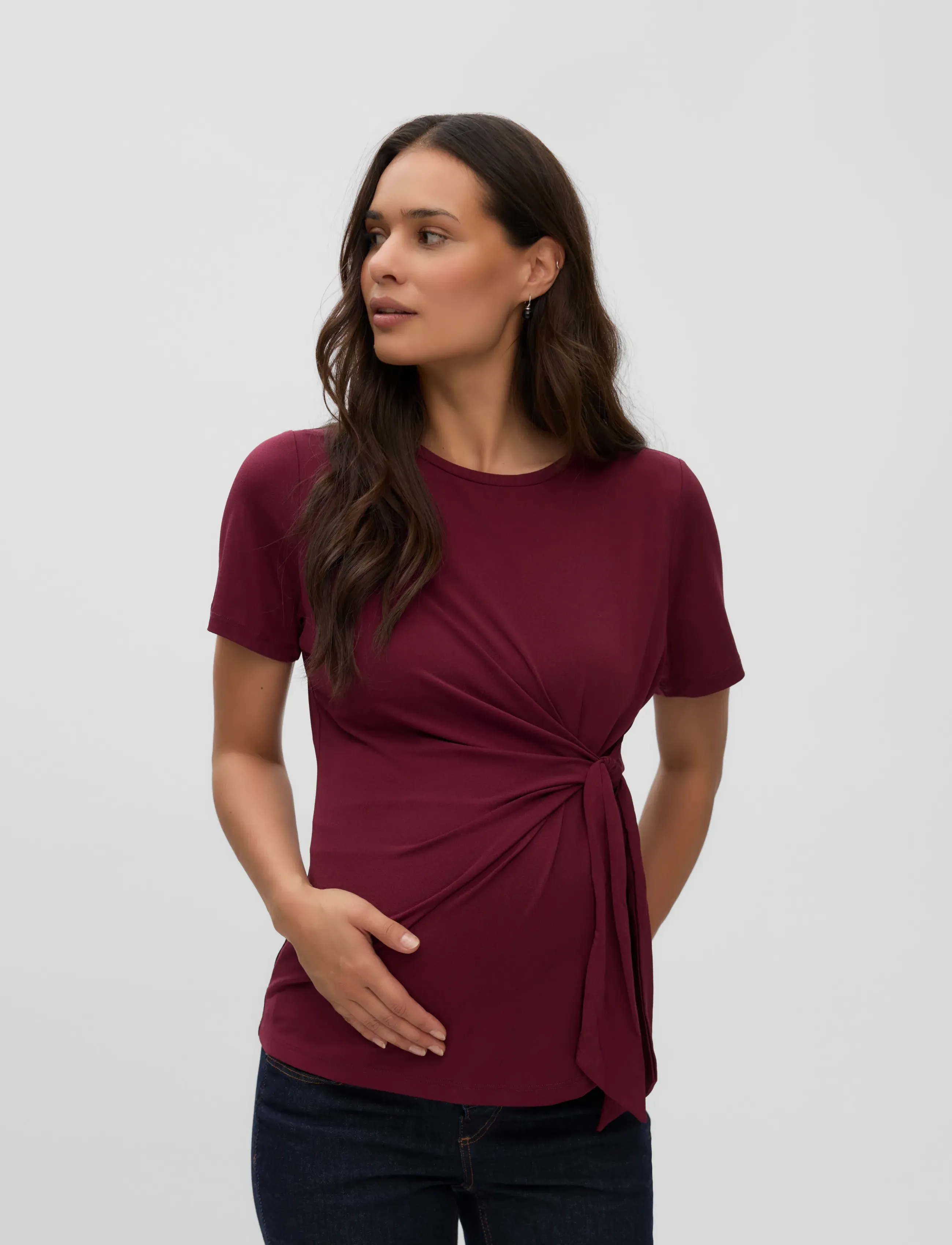 Vero Moda Maternity - VMMJILL SS TOP JRS - oberteile - windsor wine - 0