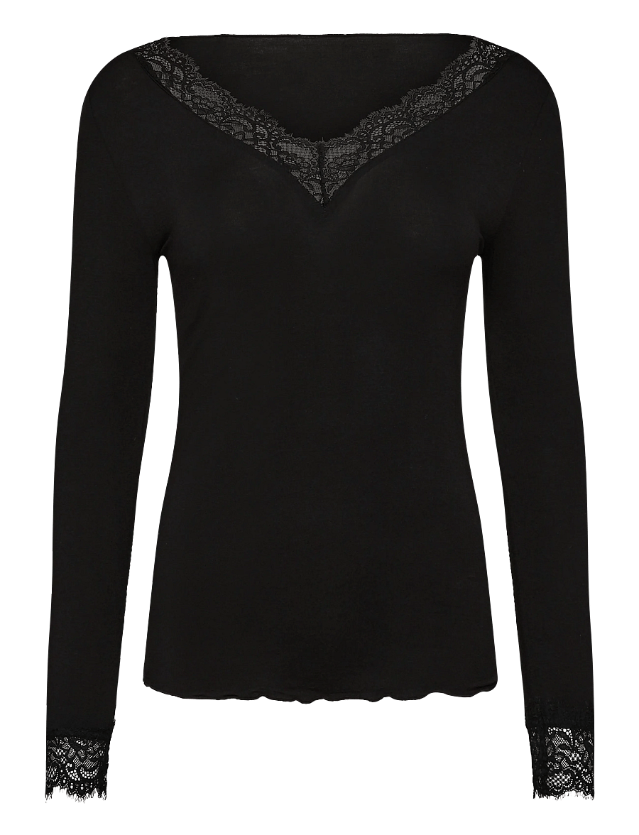 Vero Moda Maternity - VMMSKYE LS V-NECK LACE TOP JRS - oberteile - black - 0