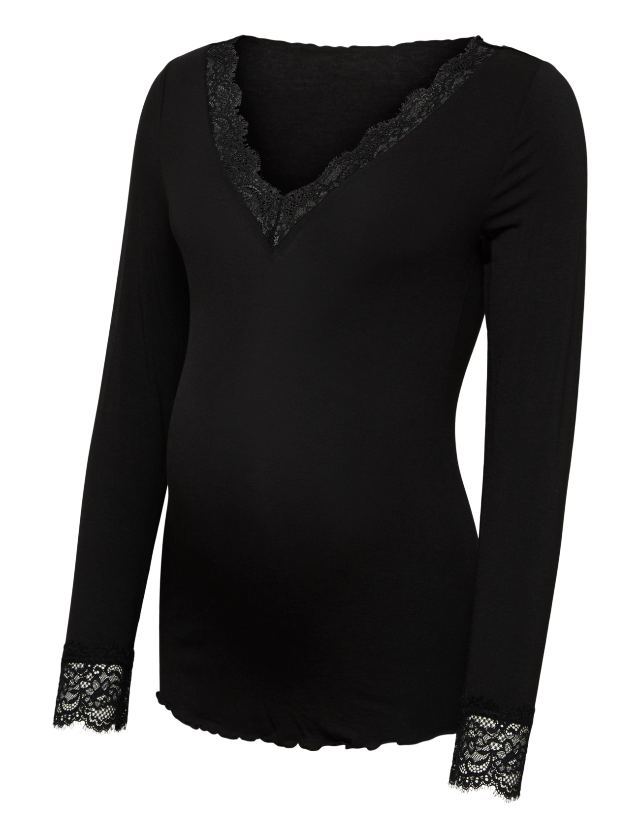 Vero Moda Maternity VMMSKYE LS V-NECK LACE TOP JRS - T-Shirts & Tops - BLACK / black