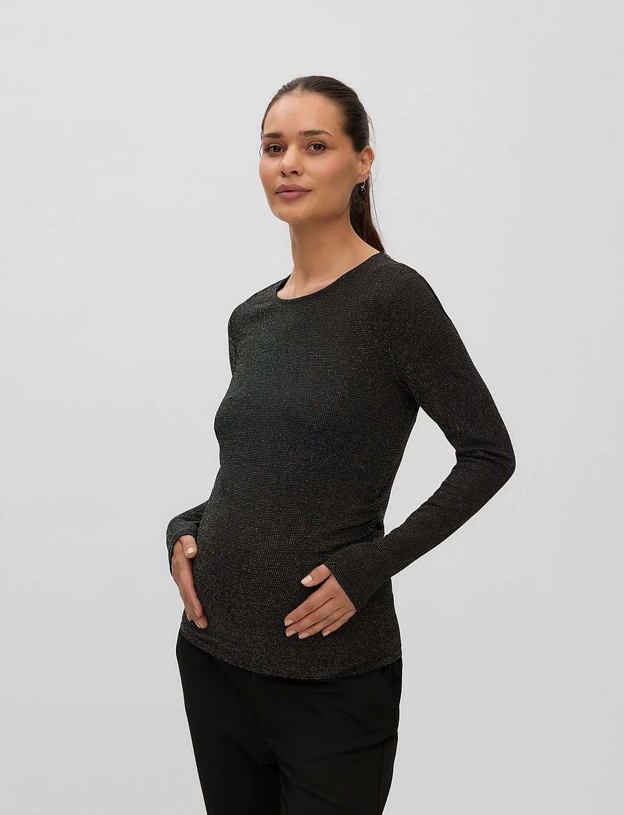 Vero Moda Maternity - VMMKANVA LS O-NECK TOP LX JRS - topid - black - 3