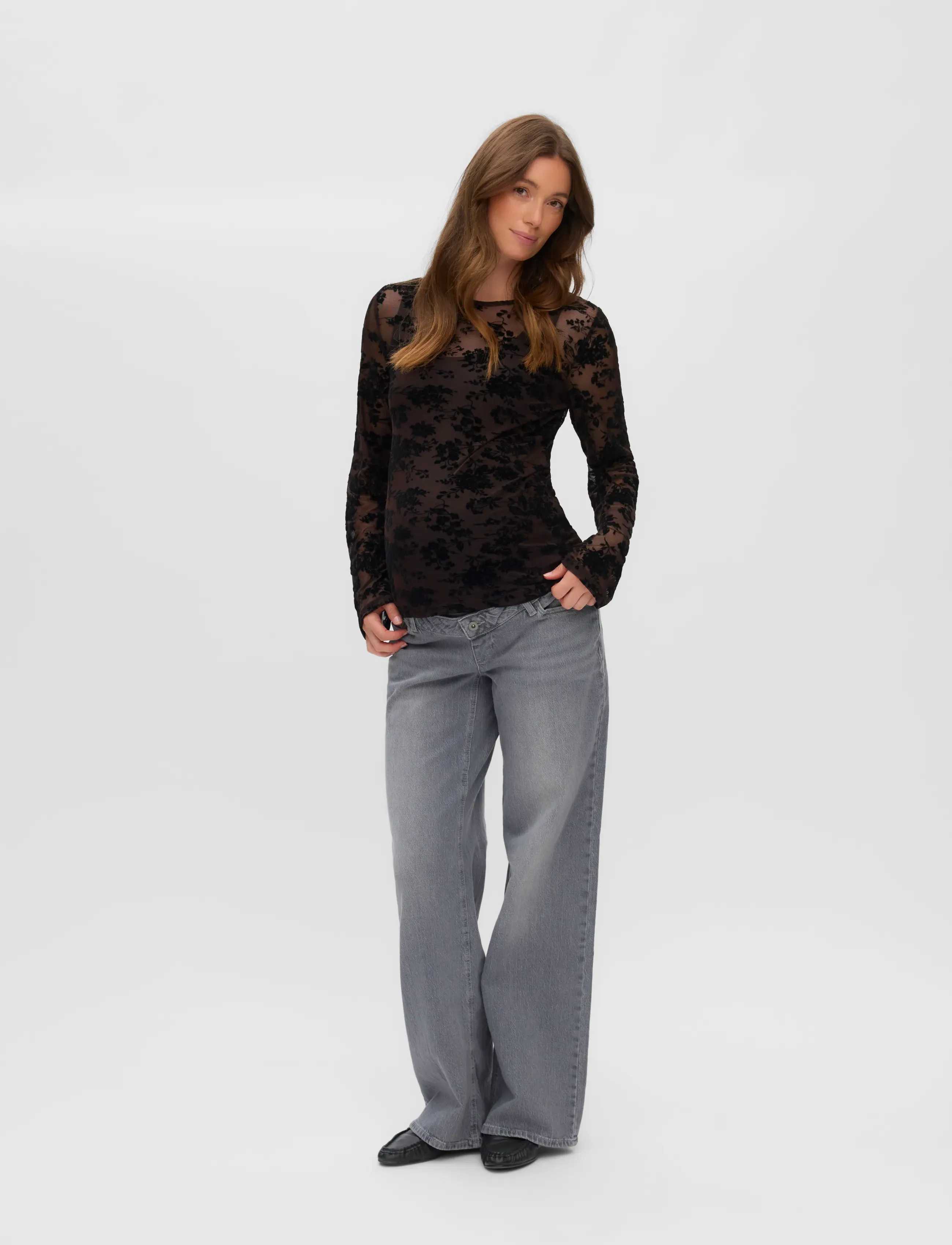 Vero Moda Maternity - VMMFLORA LS O-NECK TOP JRS - autumn clothing - chocolate torte - 4