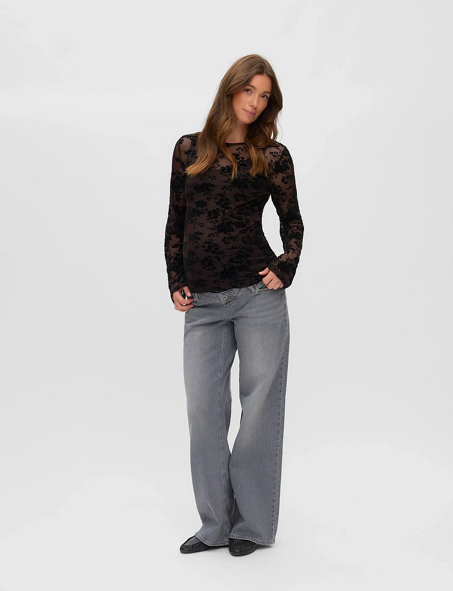 Vero Moda Maternity - VMMFLORA LS O-NECK TOP JRS - Överdelar - chocolate torte - 4
