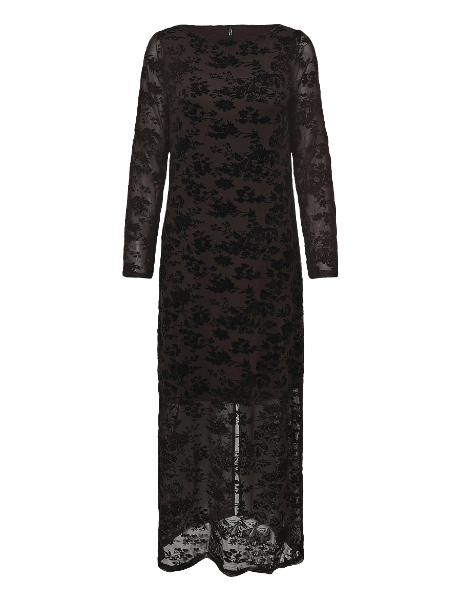 Vero Moda Maternity - VMMFLORA LS BOATNECK ANKLE DRESS JRS - maksikleidid - chocolate torte - 0