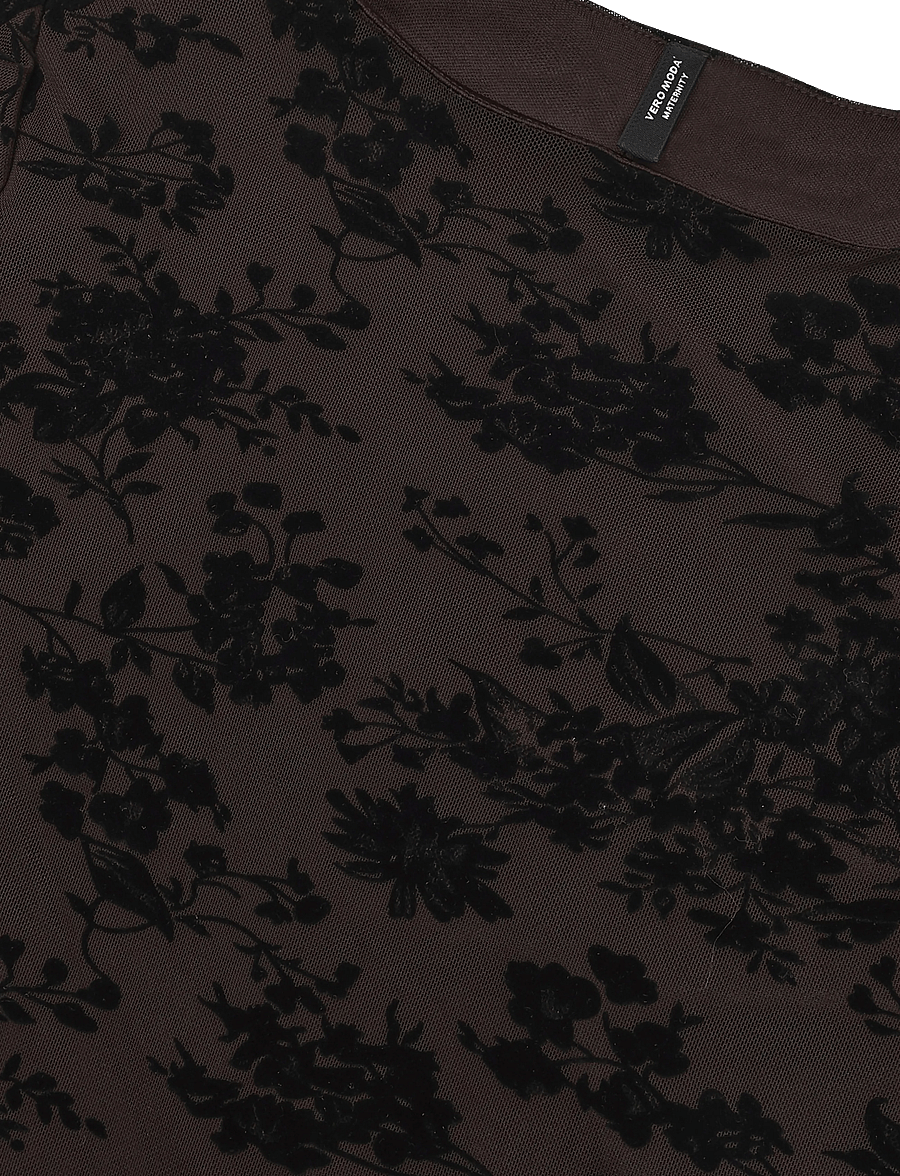 Vero Moda Maternity - VMMFLORA LS BOATNECK ANKLE DRESS JRS - maksikleidid - chocolate torte - 2