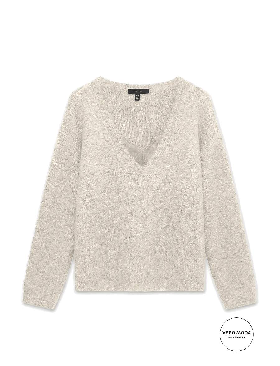Vero Moda Maternity - VMMBERRY LACE LS V-NECK PULLOVER - birch - 0
