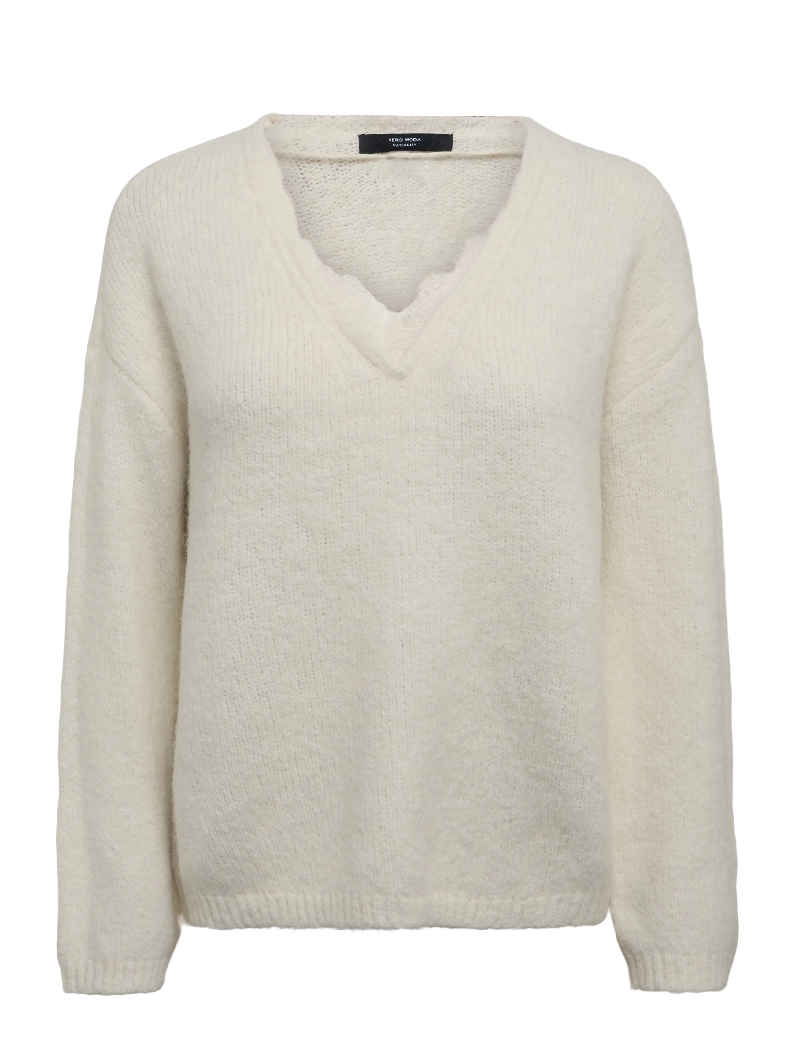 Vero Moda Maternity VMMBERRY LACE LS V-NECK PULLOVER - Pullover - BIRCH / cream