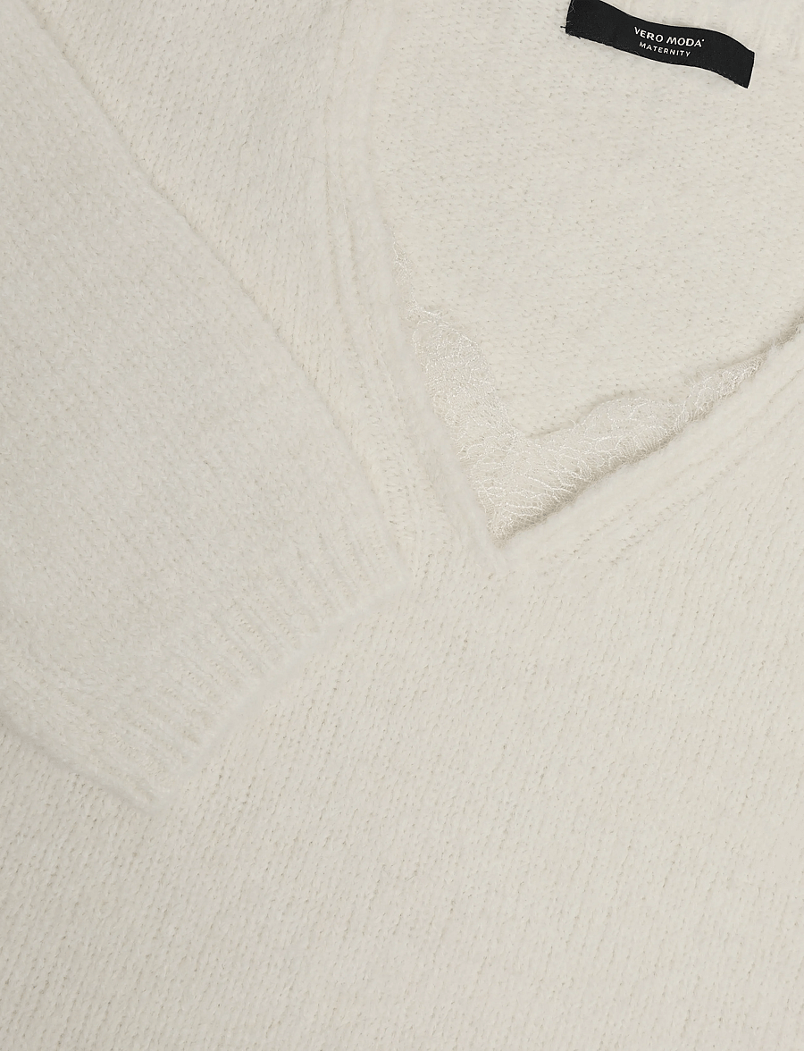 Vero Moda Maternity - VMMBERRY LACE LS V-NECK PULLOVER - overdele - birch - 2
