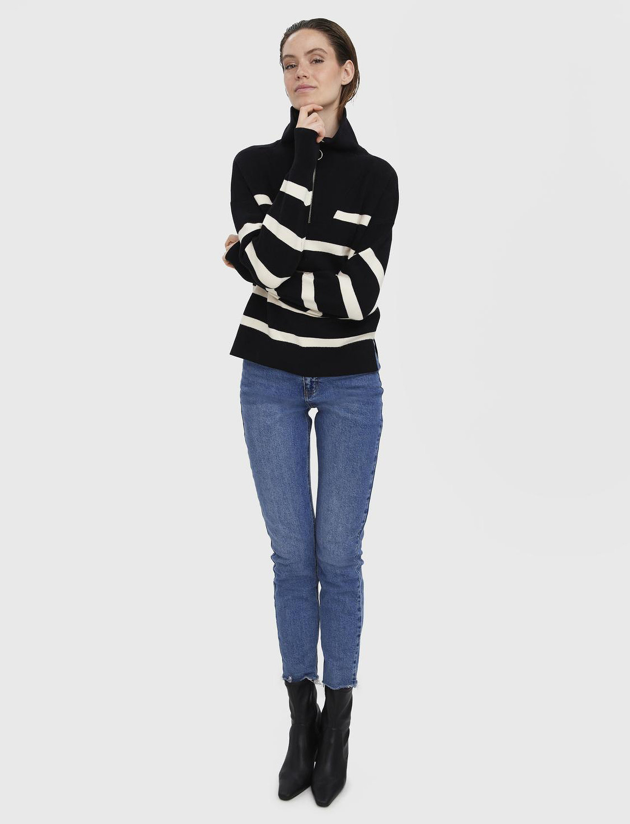 VERO MODA Vmsaba Stripe Ls Highneck Blouse stickade tröjor dam – bild 8