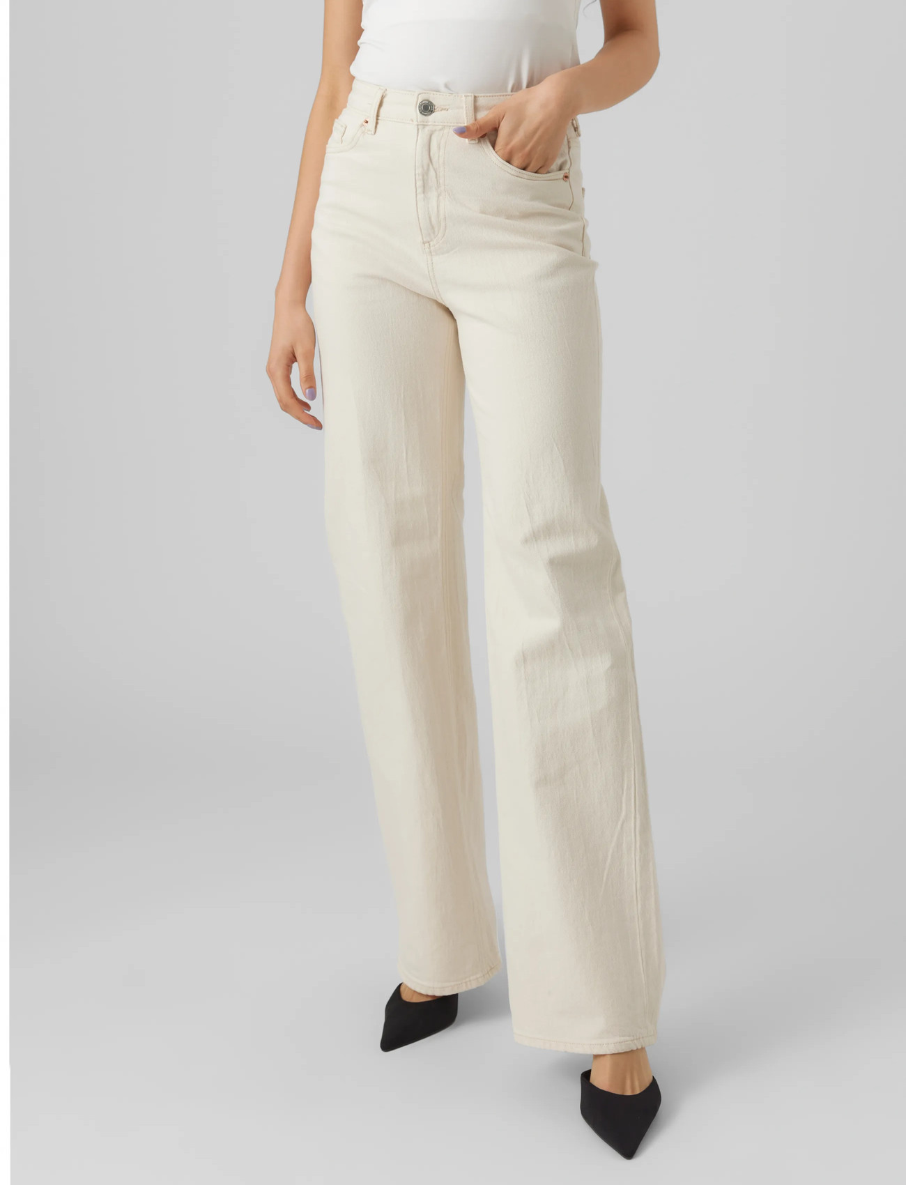 Vero Moda Vmtessa Hr Wide Jeans Ecru Ga Noos - - 29 x 30 1