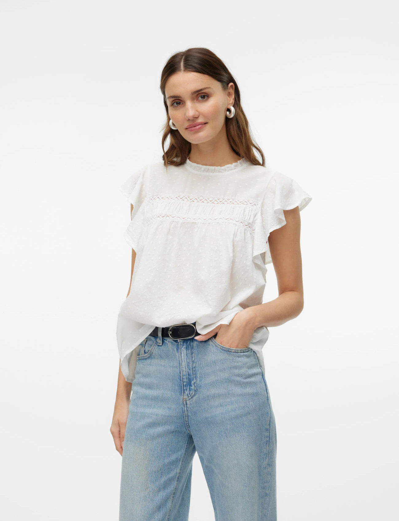 Vero Moda Vmtrine Sl Lace Top Wvn Noos - - XS 2