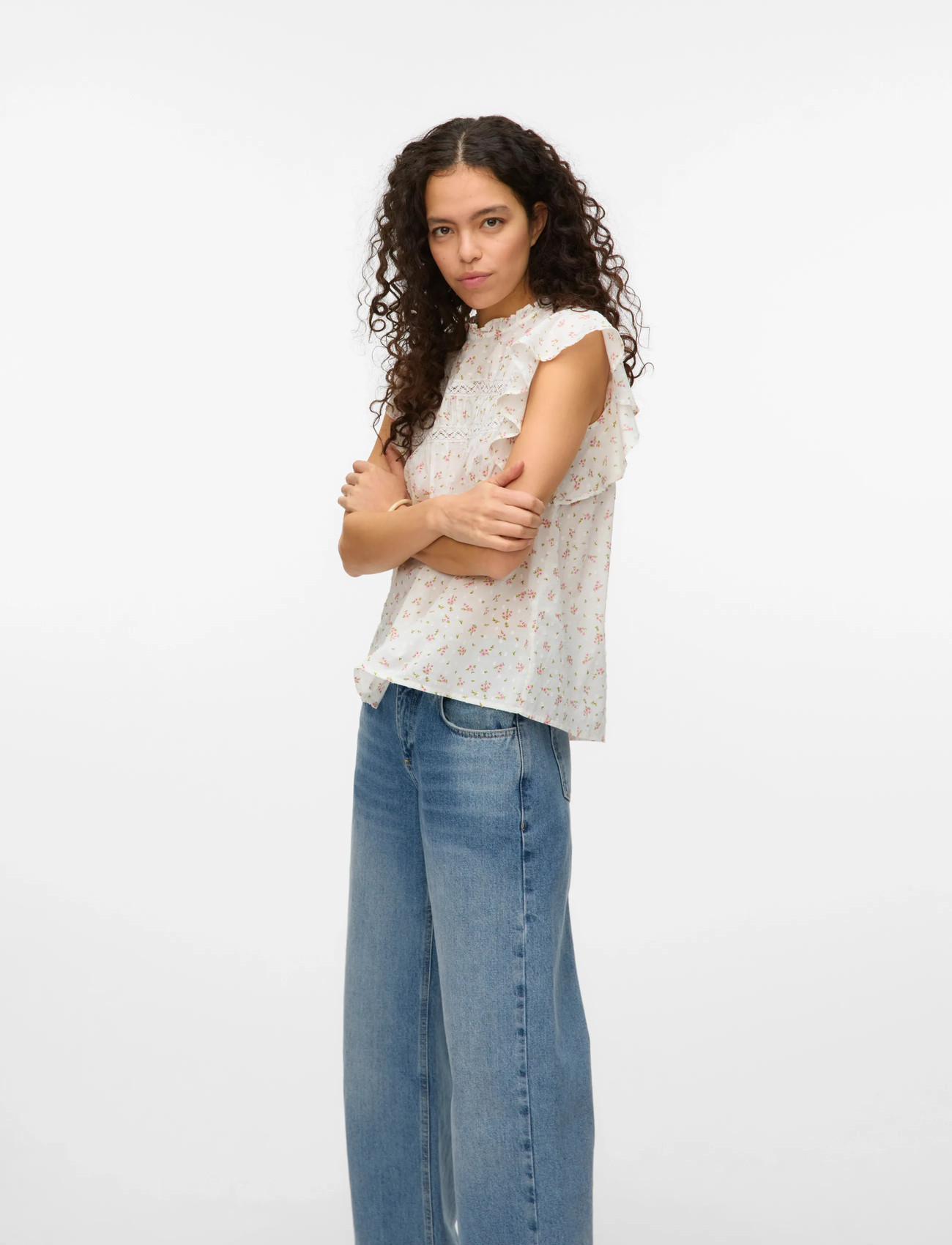 Vero Moda Vmtrine Sl Lace Top Wvn Noos - - XS 1
