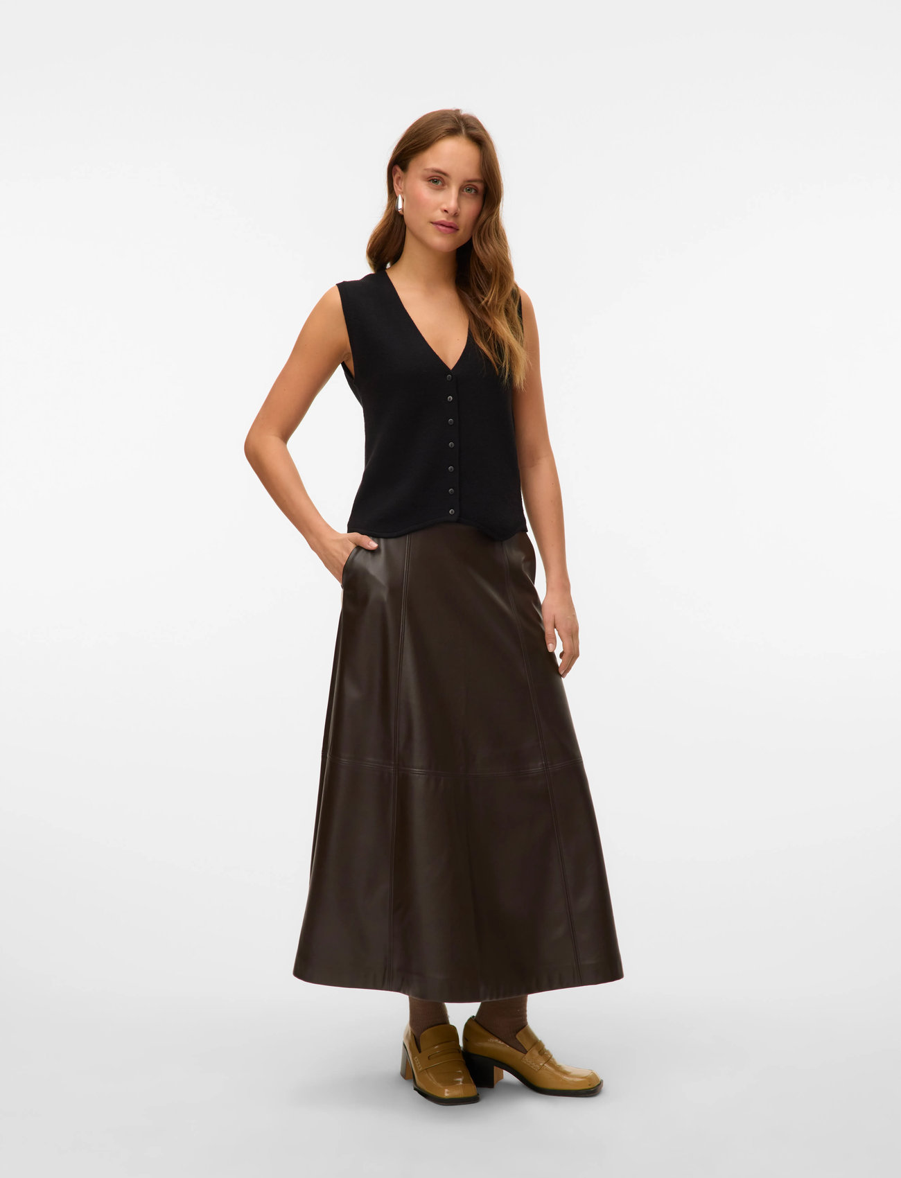 VERO MODA Vmolive Hw Coated Ankle Skirt skinnkjolar dam – bild 8