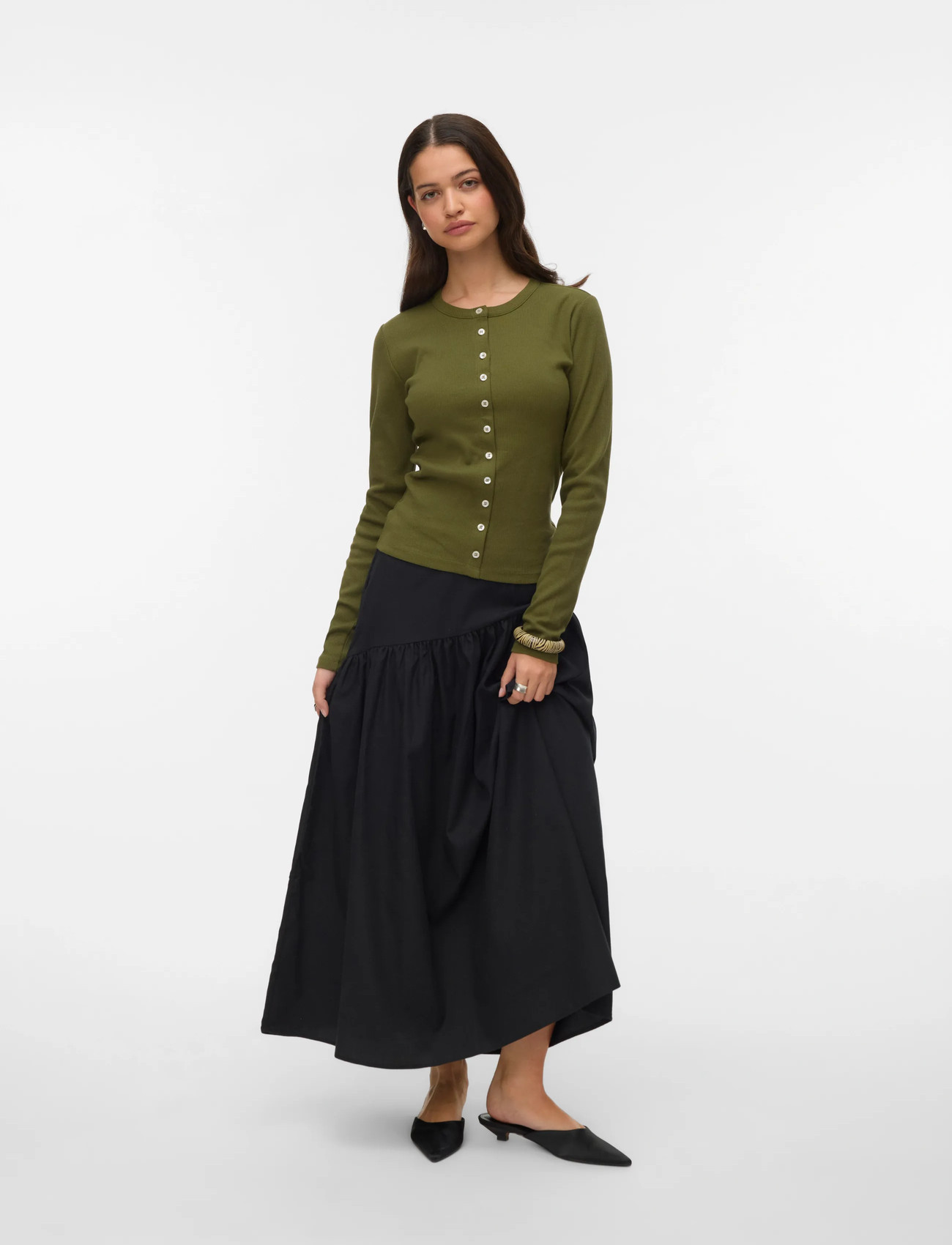 Vero Moda Vmtina Hw 7/8 Skirt Wvn Ga - Black - XS