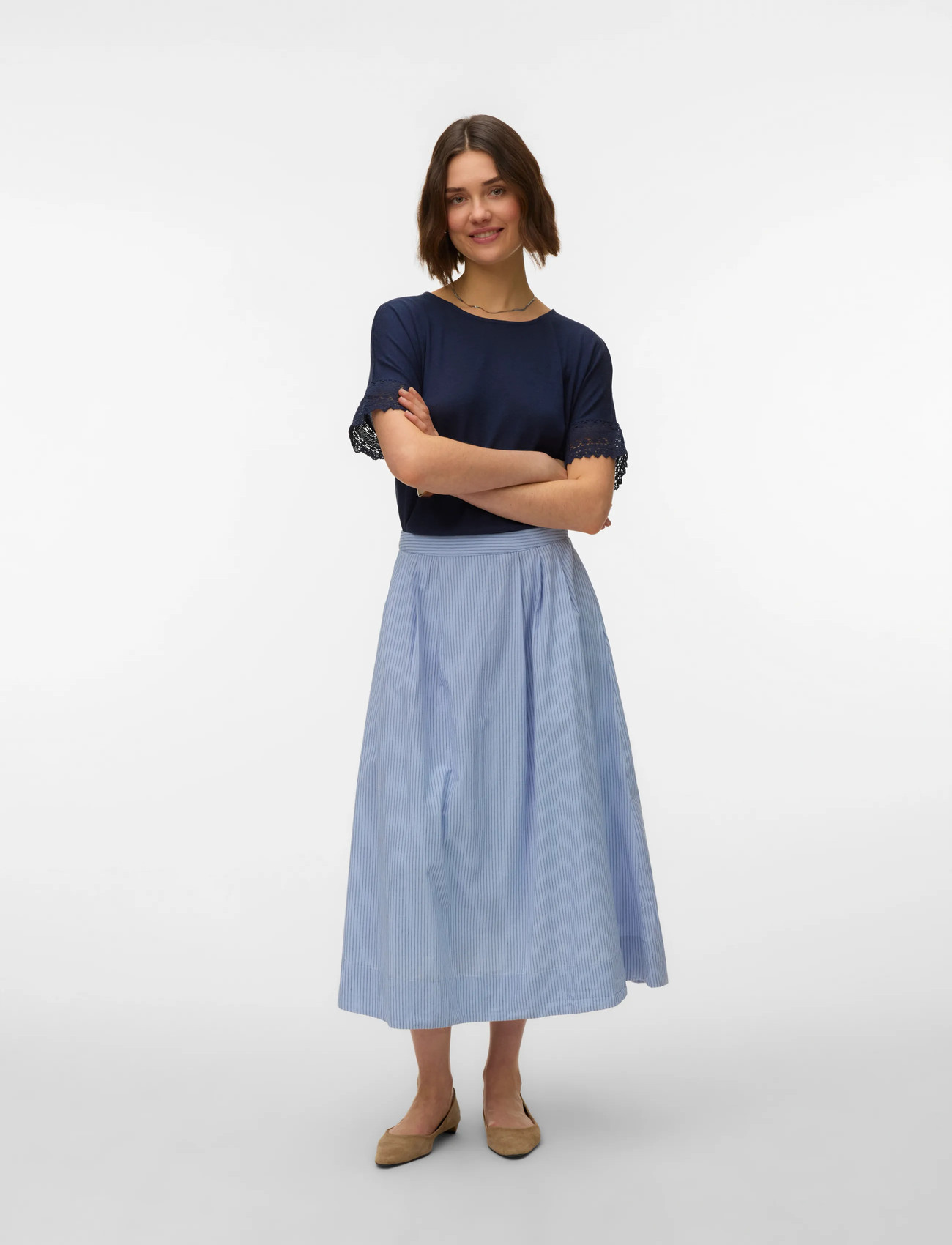 Vero Moda Awally Hw 7/8 Skirt - Blue - XS