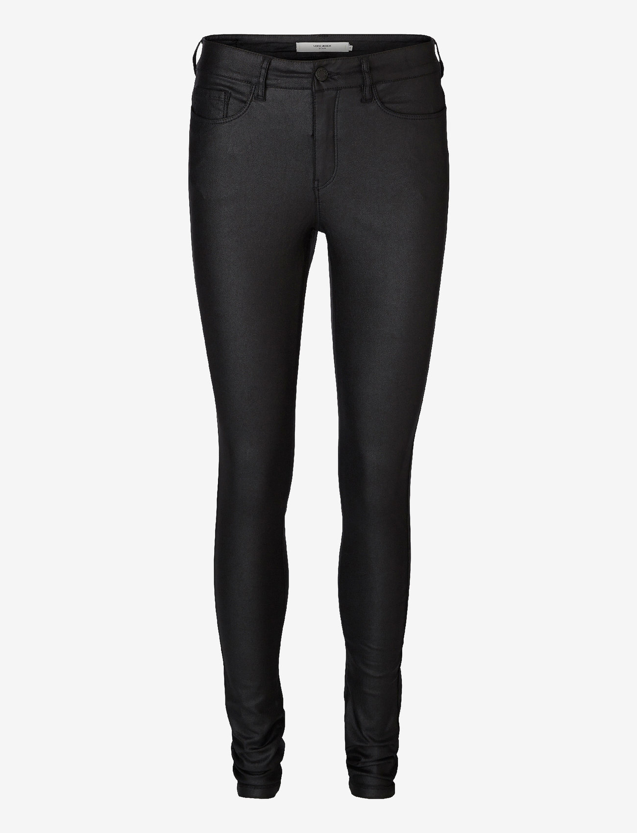 Vero Moda - VMSEVEN NW SS SMOOTH COATED PANTS NOOS - skinny jeans - black - 0