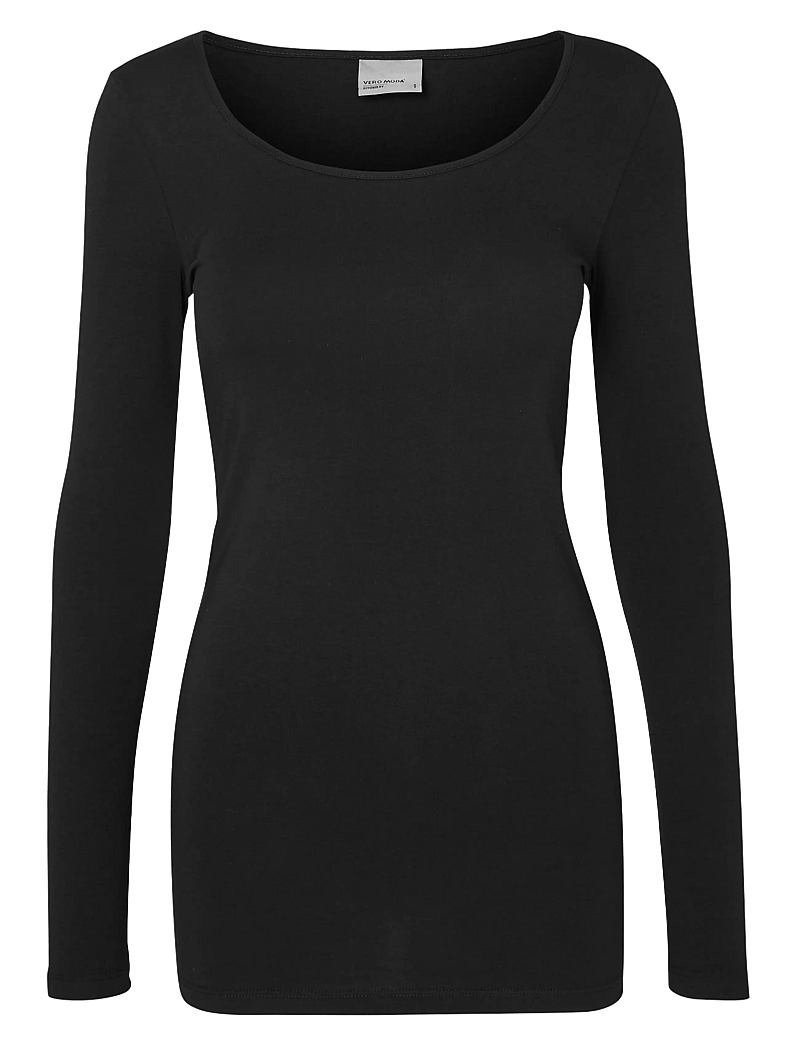 Vero Moda - VMMAXI MY LS SOFT LONG U-NECK NOOS - pikkade varrukatega alussärgid - black - 1
