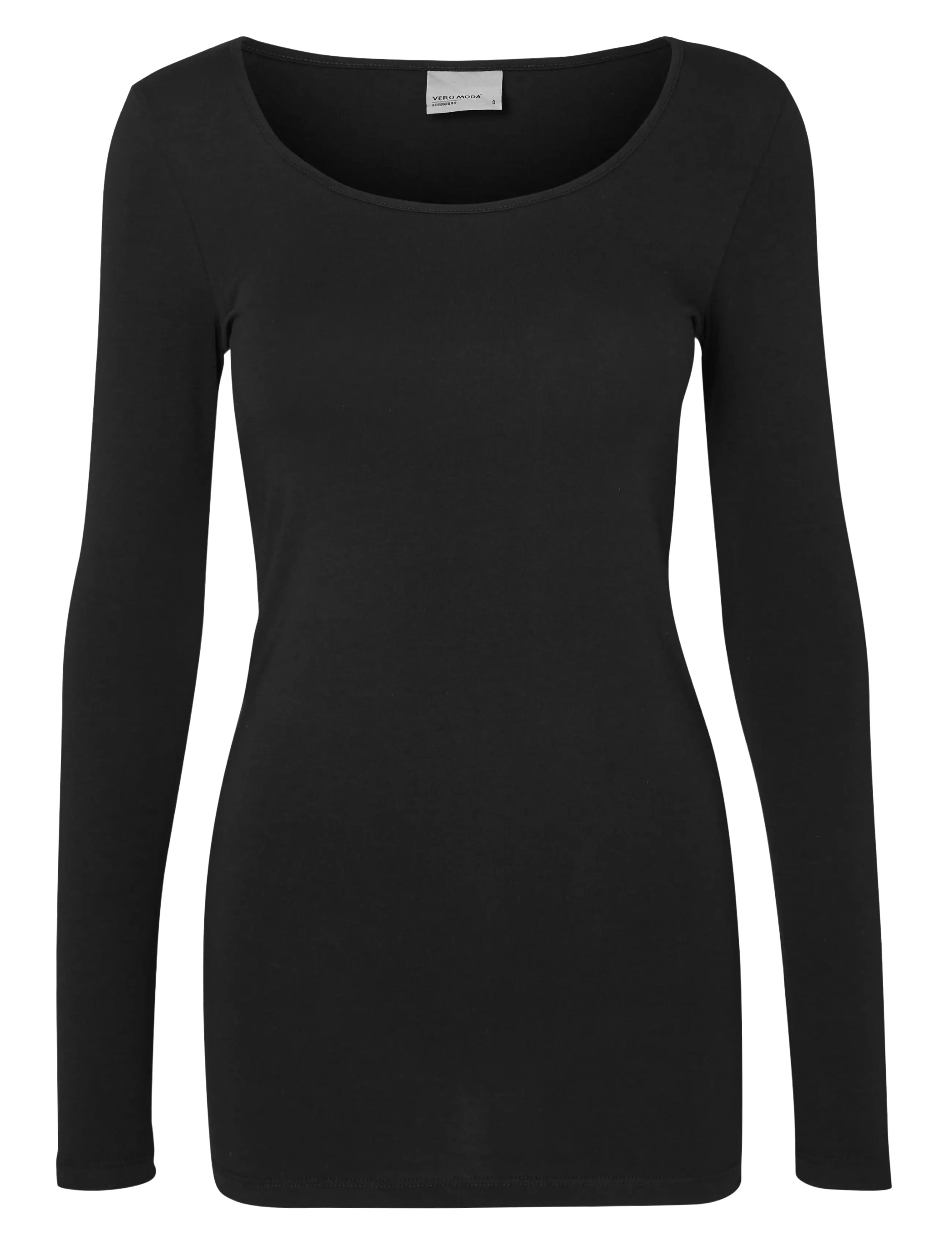 Vero Moda VMMAXI MY LS SOFT LONG U-NECK  NOOS - T-Shirts & Tops - BLACK / black
