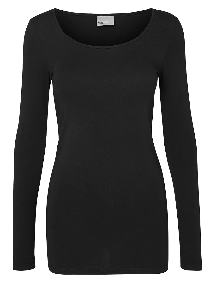 Vero Moda - VMMAXI MY LS SOFT LONG U-NECK NOOS - langærmede toppe - black - 1