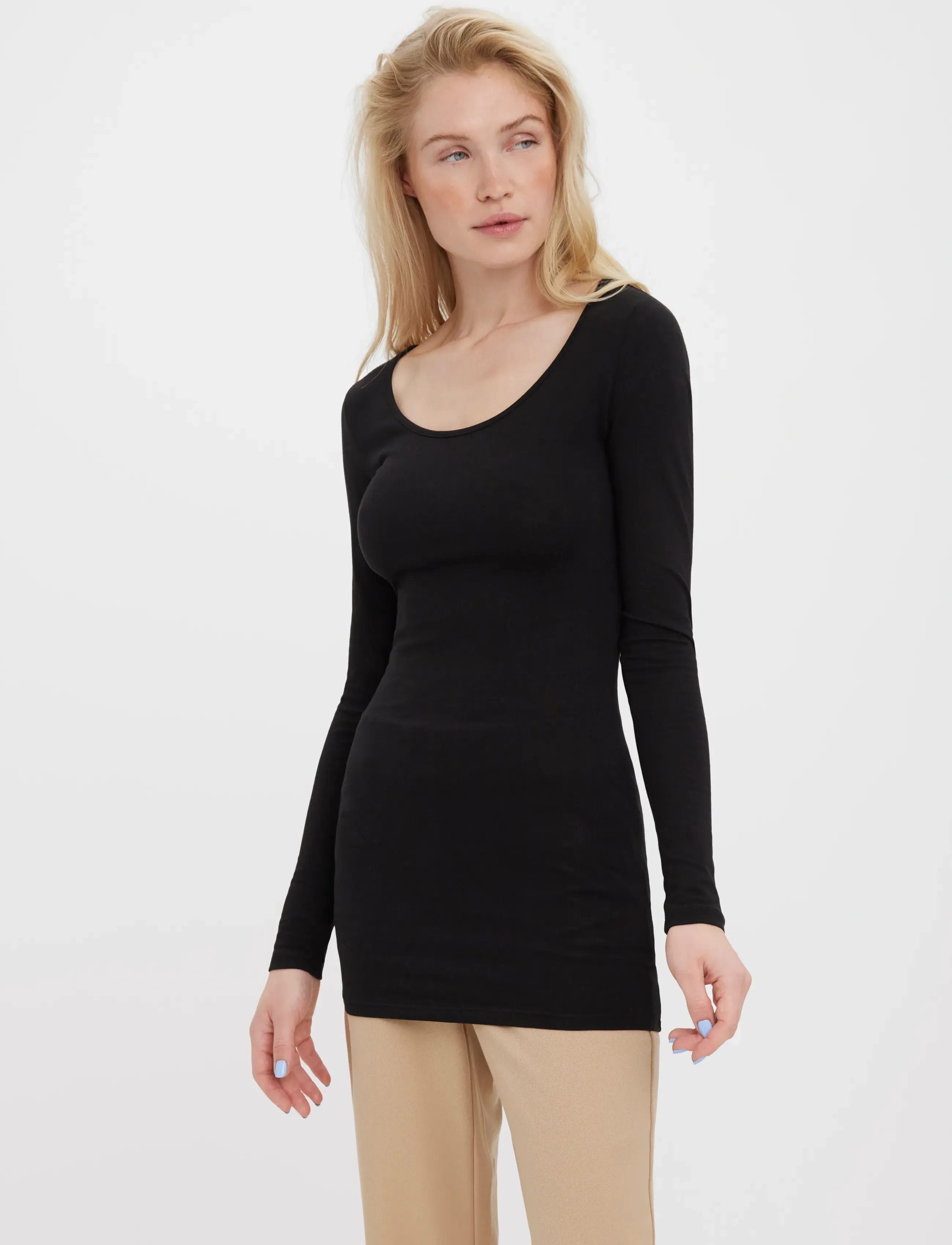 Vero Moda - VMMAXI MY LS SOFT LONG U-NECK  NOOS - langærmede toppe - black - 5
