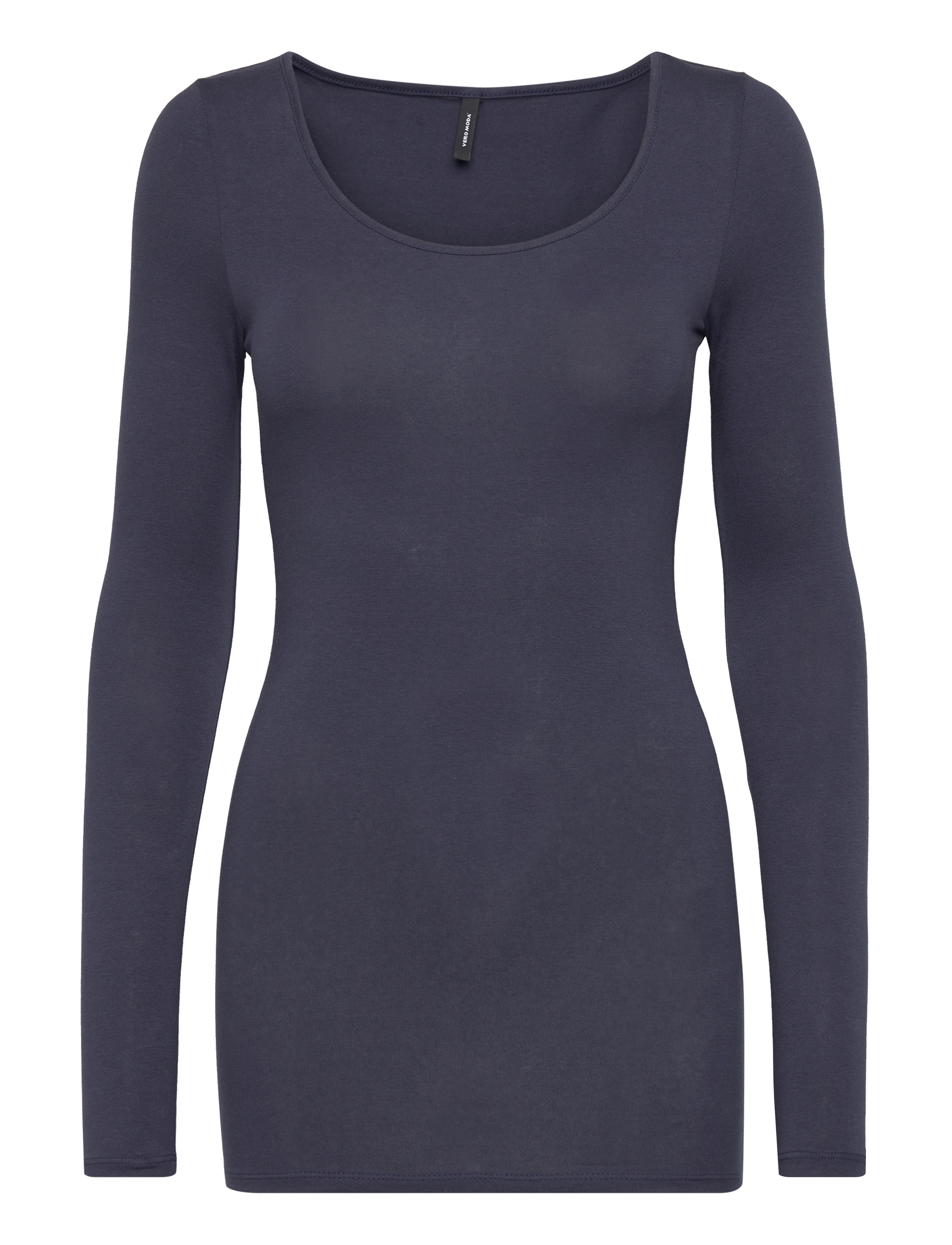 Vero Moda VMMAXI MY LS SOFT LONG U-NECK  NOOS - T-Shirts & Tops - BLACK IRIS / black