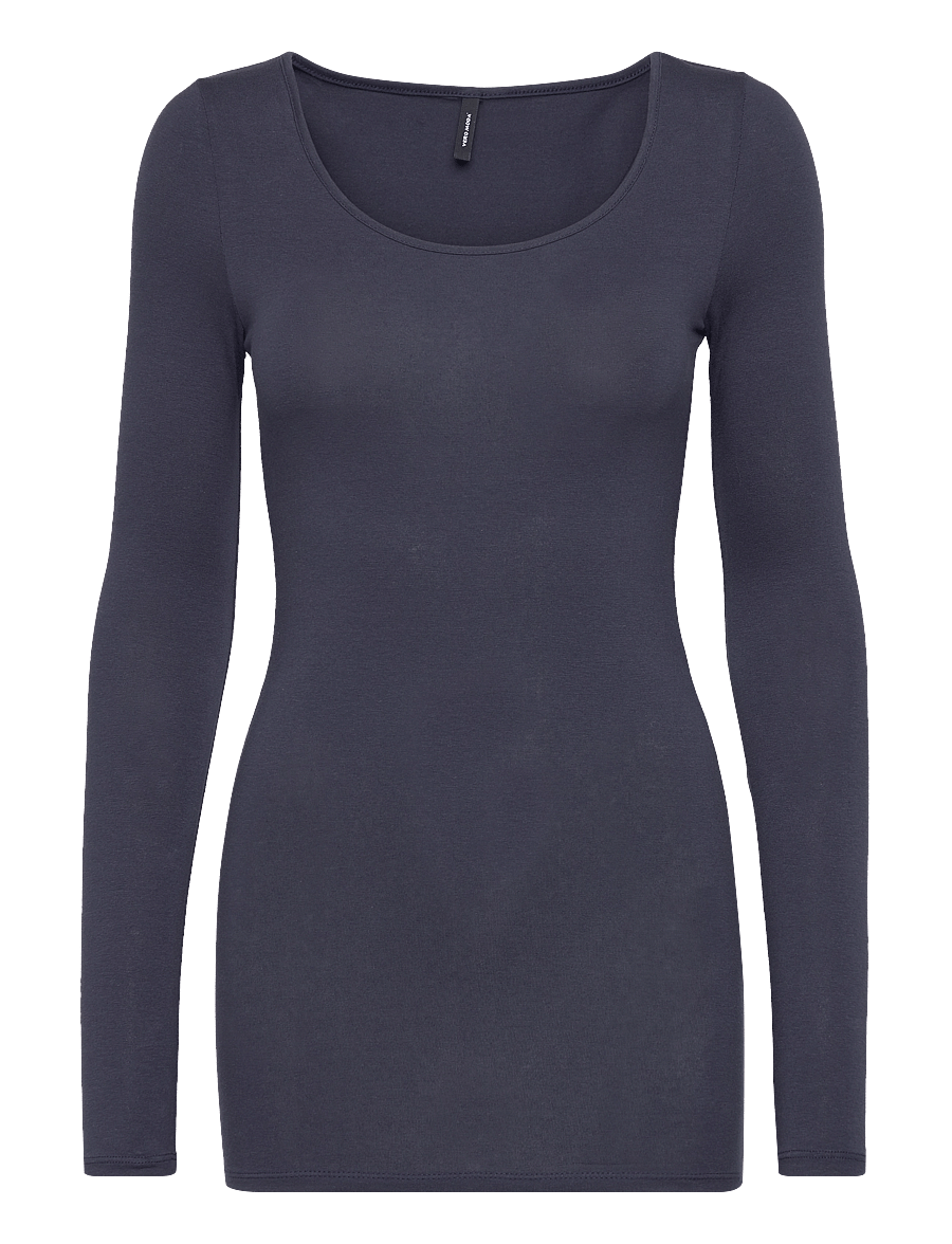 Vero Moda - VMMAXI MY LS SOFT LONG U-NECK NOOS - langærmede toppe - black iris - 1