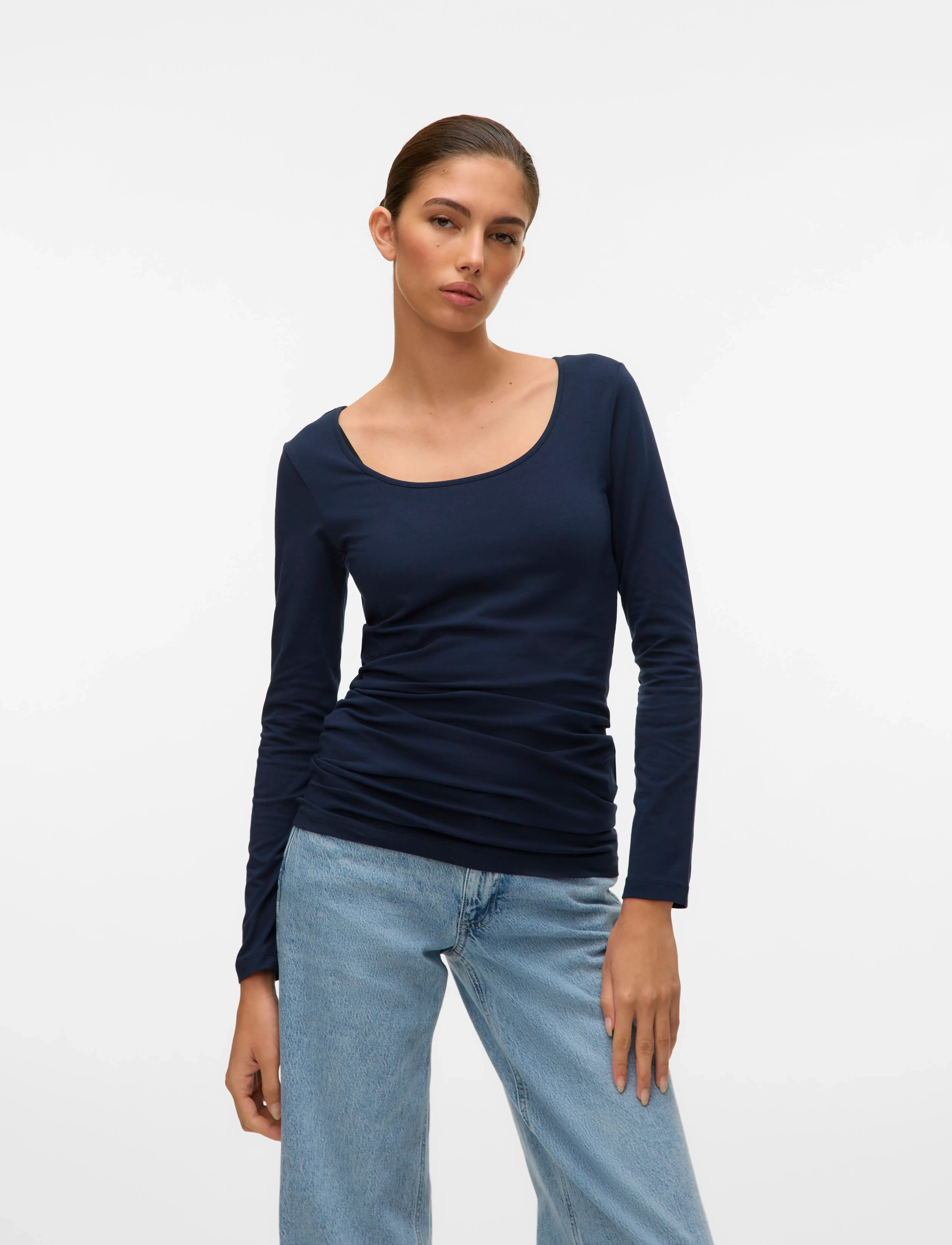 Vero Moda Vmmaxi My Ls Soft Long U-Neck Noos, M, T-shirts & Oberteile, Schwarz - Long-sleeved, Frauen