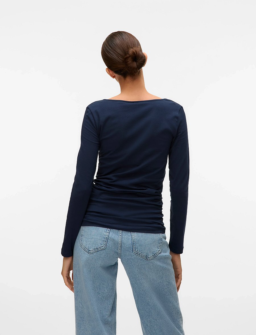 Vero Moda - VMMAXI MY LS SOFT LONG U-NECK NOOS - langærmede toppe - black iris - 3