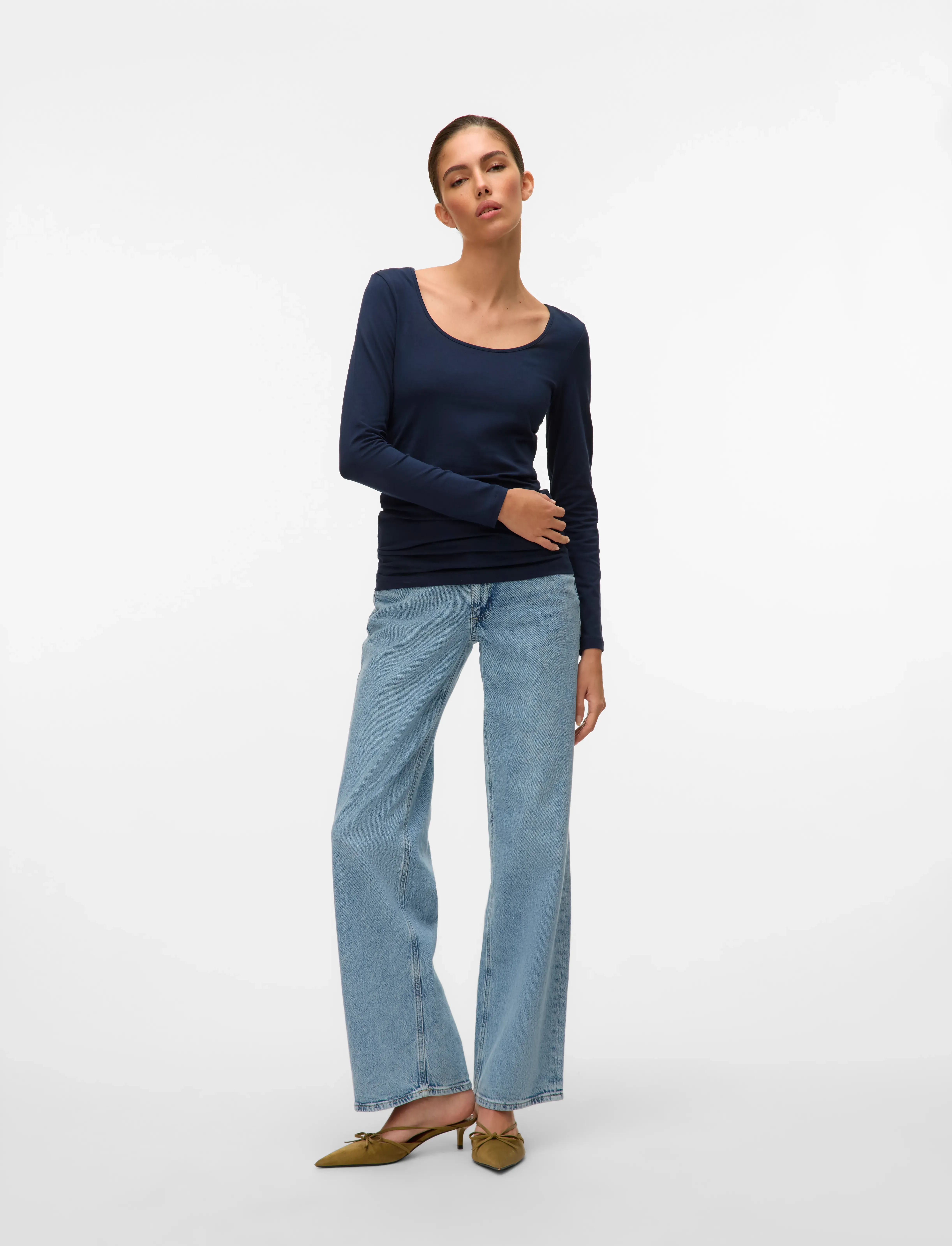 Vero Moda - VMMAXI MY LS SOFT LONG U-NECK  NOOS - langærmede toppe - black iris - 4