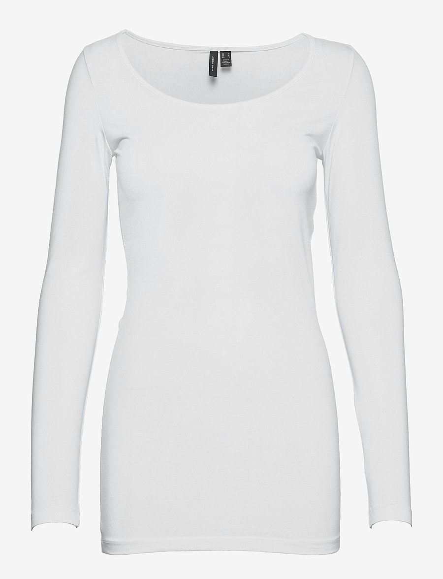 Vero Moda - VMMAXI MY LS SOFT LONG U-NECK NOOS - pitkähihaiset paidat - bright white - 1