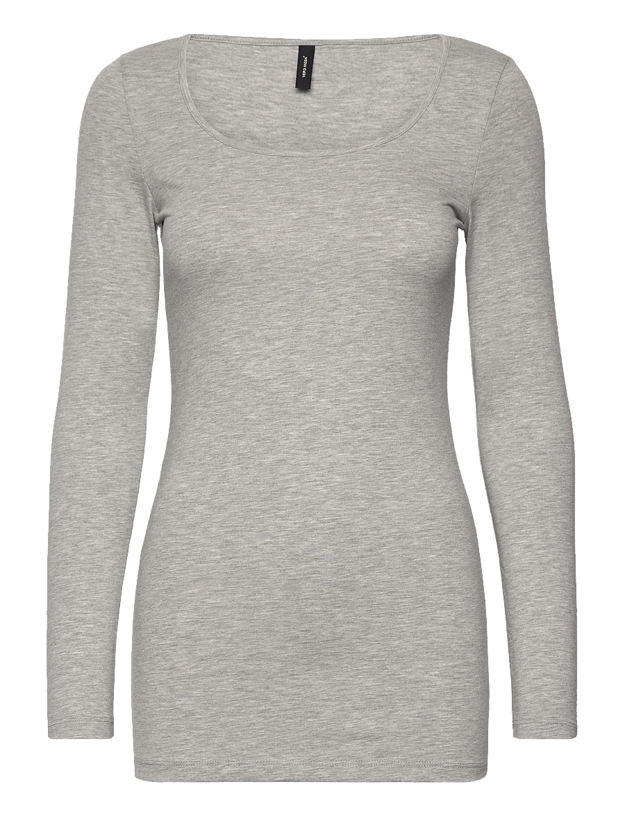 Vero Moda - VMMAXI MY LS SOFT LONG U-NECK NOOS - langærmede toppe - light grey melange - 1