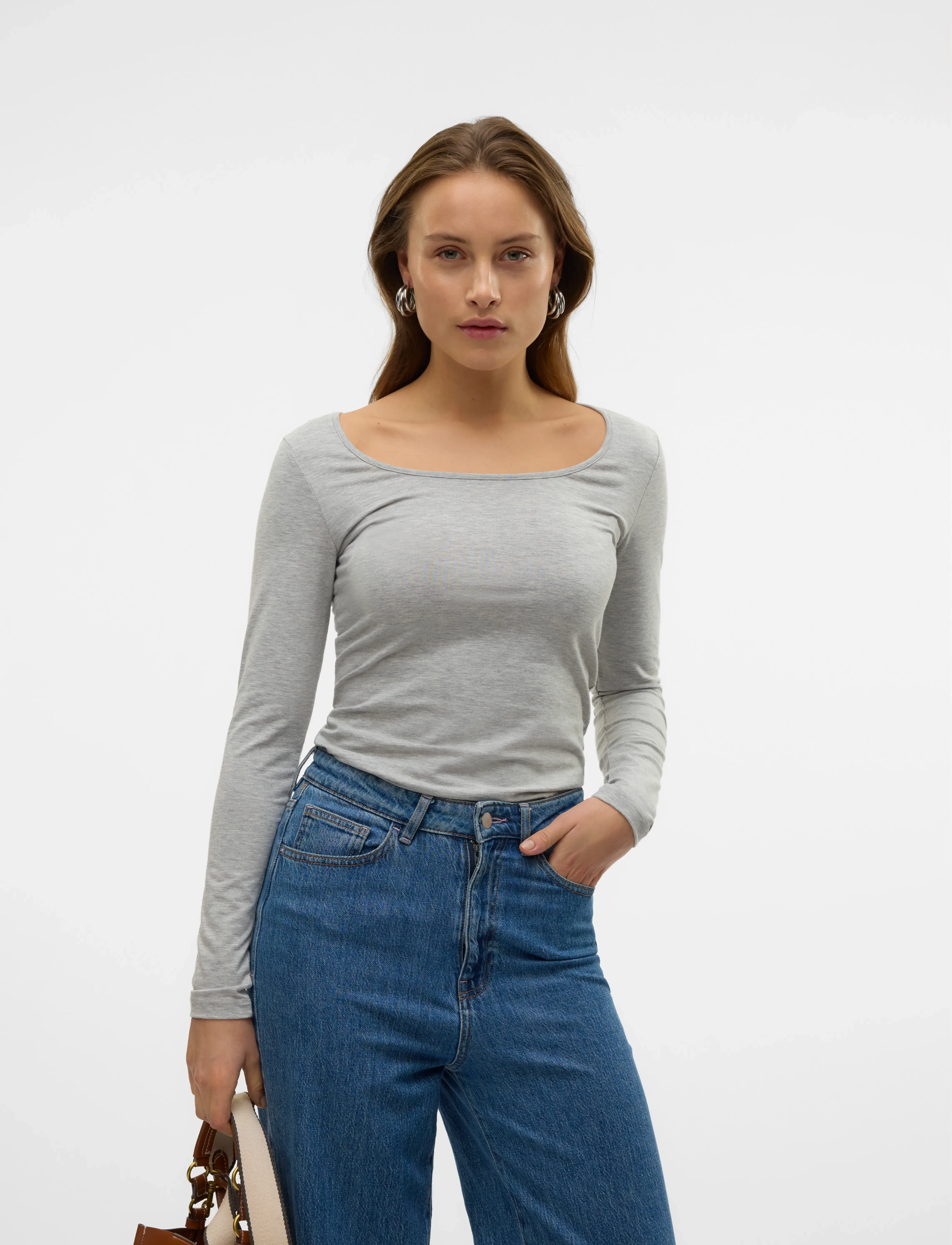 Vero Moda - VMMAXI MY LS SOFT LONG U-NECK  NOOS - langærmede toppe - light grey melange - 5