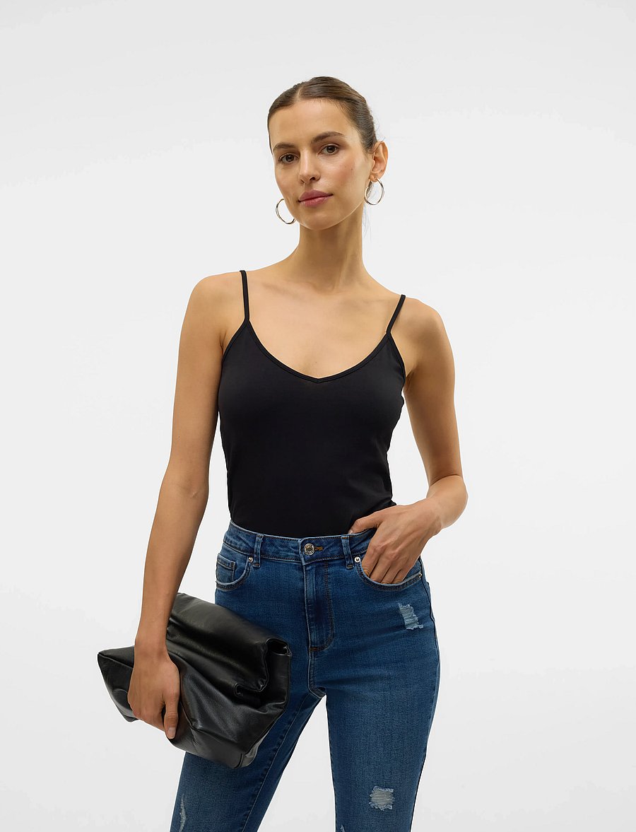 Vero Moda - VMMAXI MY SOFT V SINGLET JRS NOOS - tanktops - black - 0
