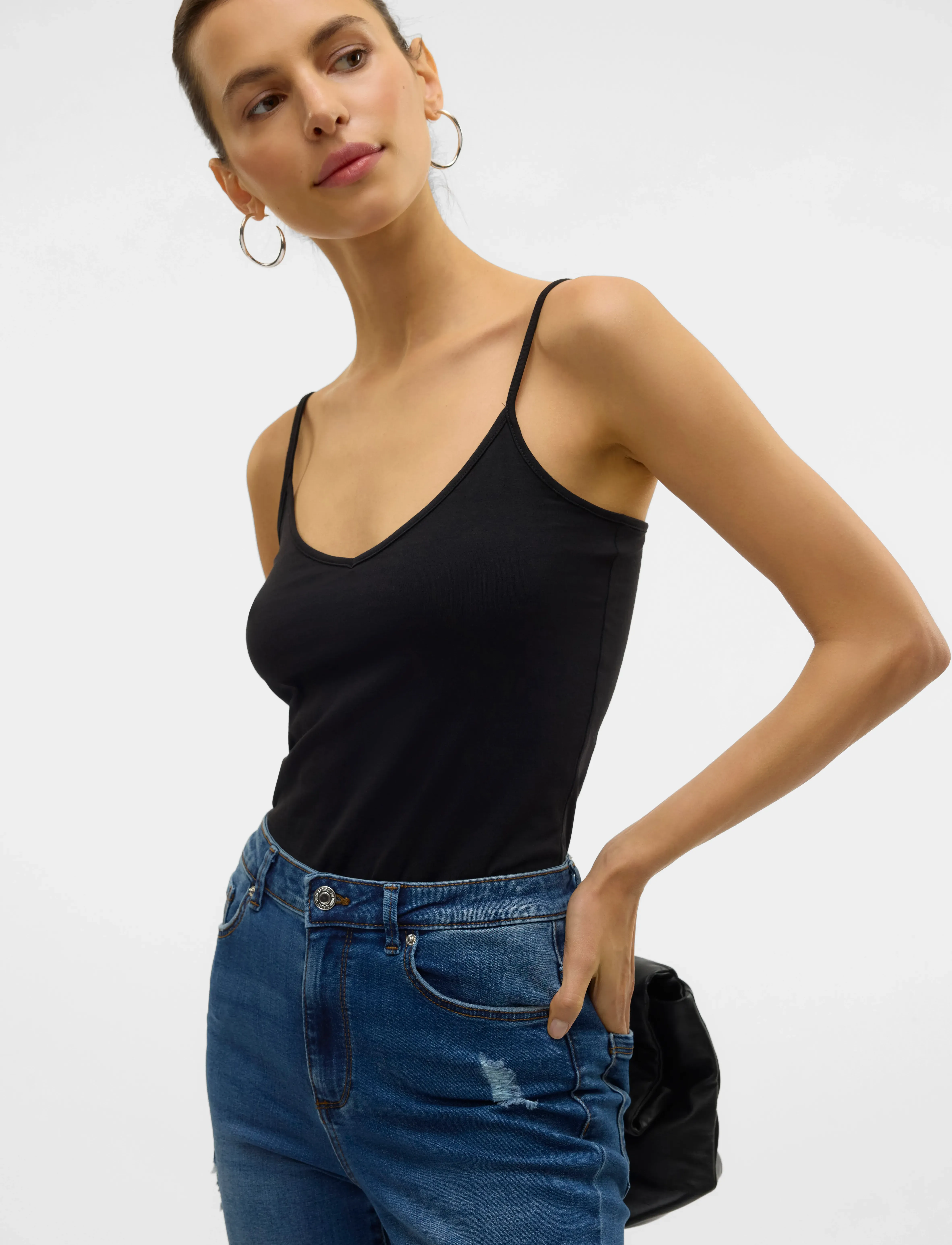 Vero Moda - VMMAXI MY SOFT V SINGLET JRS NOOS - tanktops - black - 4