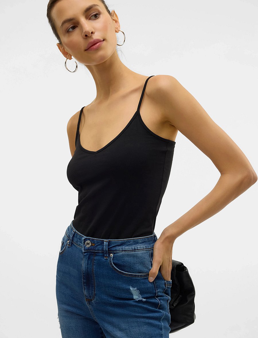 Vero Moda - VMMAXI MY SOFT V SINGLET JRS NOOS - tanktops - black - 4