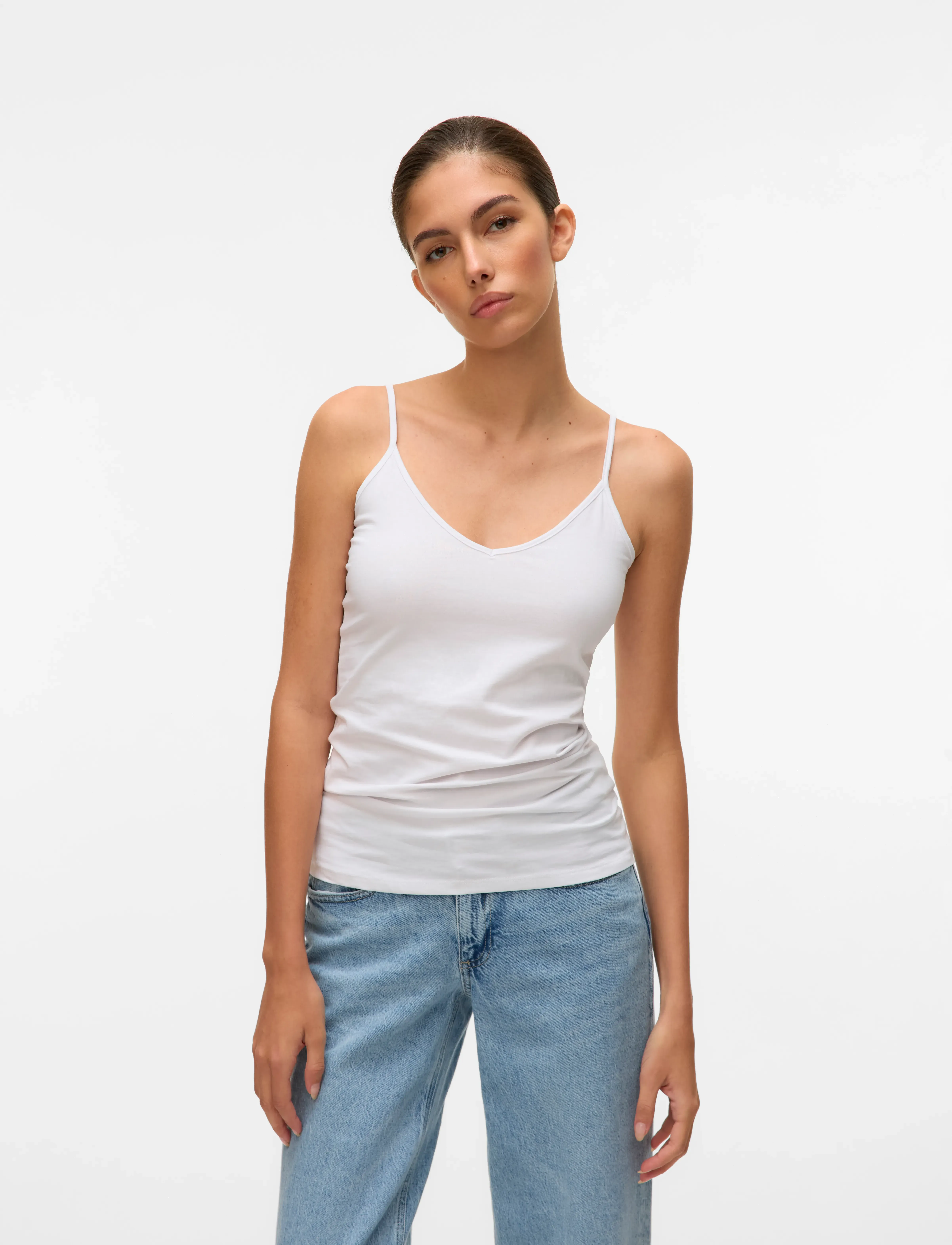 Vero Moda Vmmaxi My Soft V Singlet Jrs Noos, Kvinder, V-Hals Singlet, Hvid, Str: S