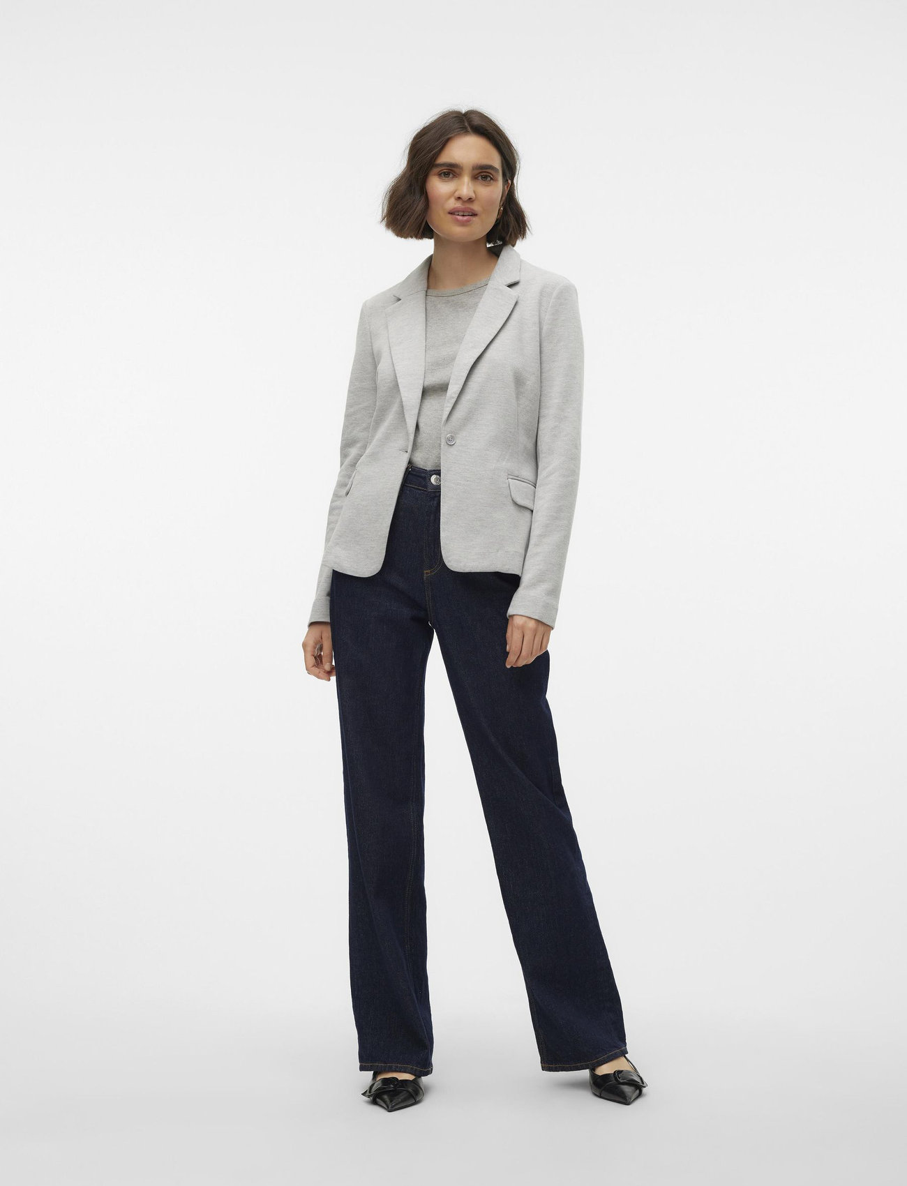 Vero Moda - VMJULIA LS BLAZER JRS NOOS - enkeltradede blazere - light grey melange - 4