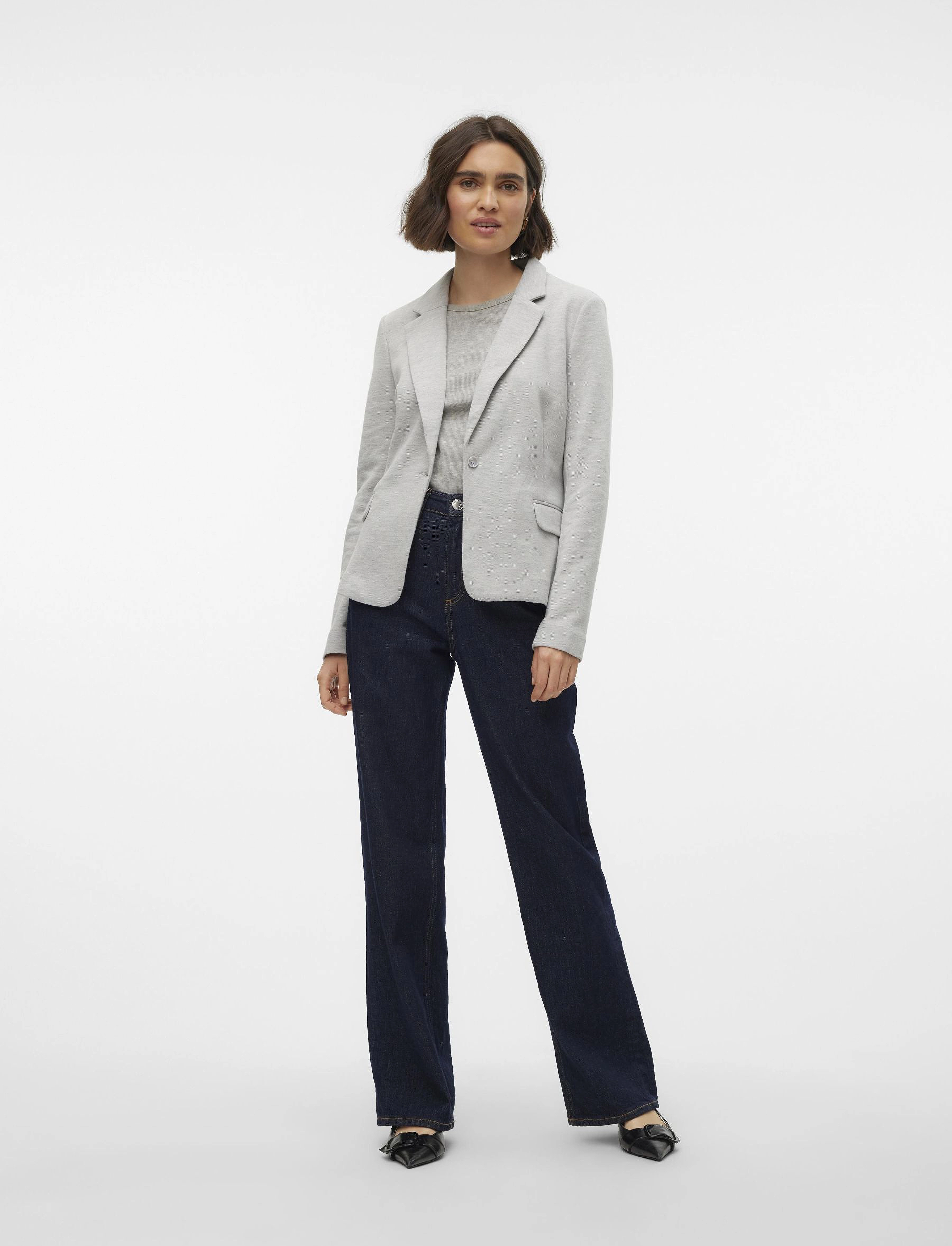 Vero Moda - VMJULIA LS BLAZER JRS NOOS - yksiriviset bleiserit - light grey melange - 4