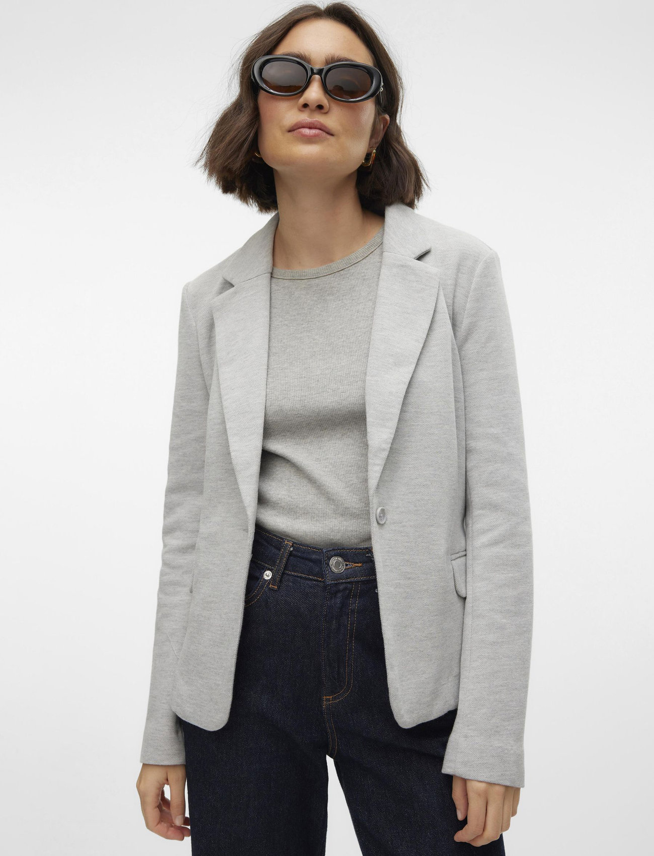 Vero Moda - VMJULIA LS BLAZER JRS NOOS - enkeltradede blazere - light grey melange - 5