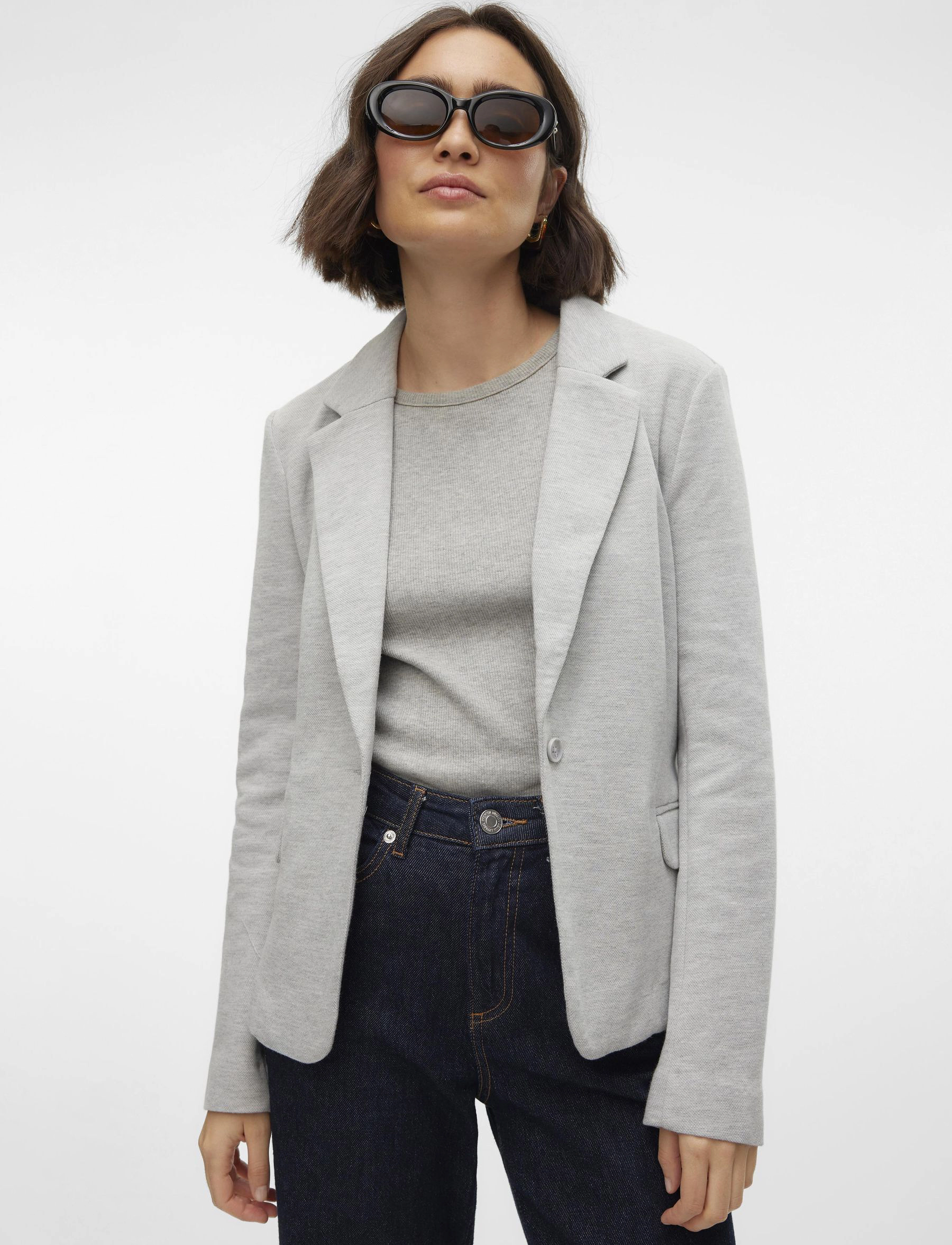 Vero Moda - VMJULIA LS BLAZER JRS NOOS - yksiriviset bleiserit - light grey melange - 5