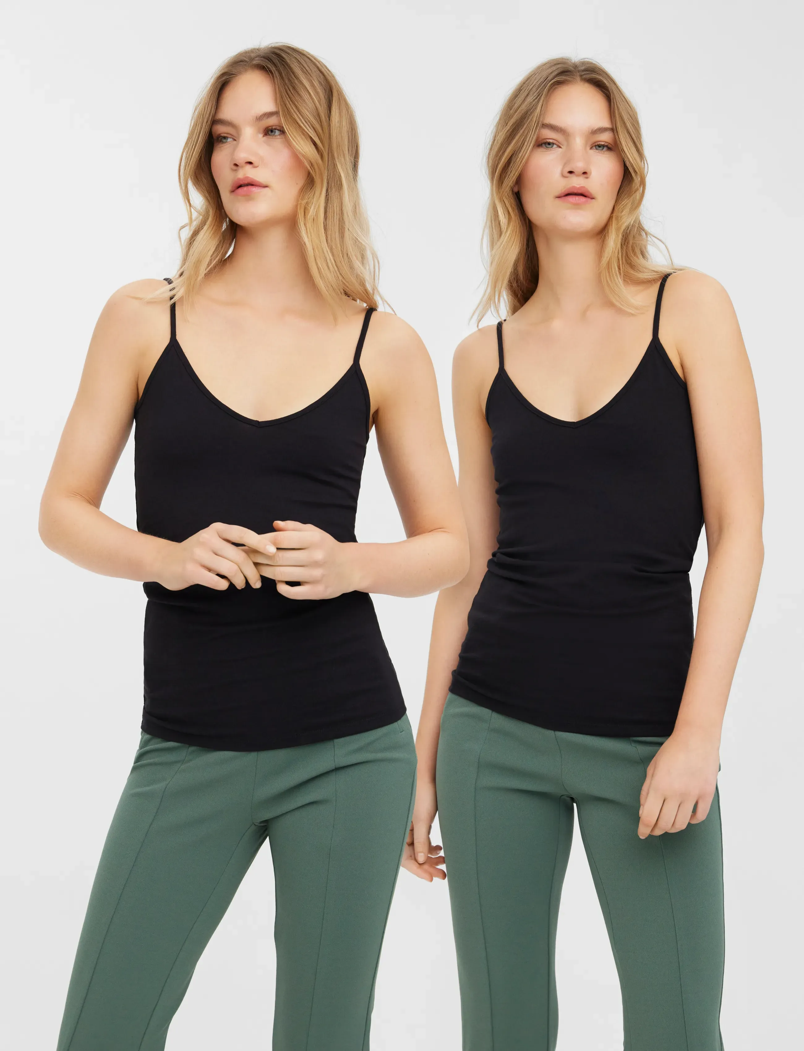 Vero Moda VMMAXI MY SOFT V SINGLET JRS 2-PACK - T-shirts & Toppar - BLACK / black