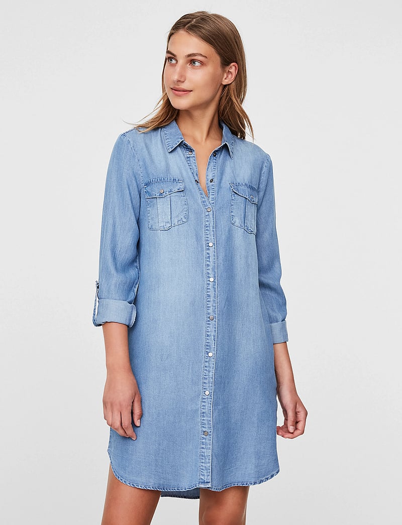 Vero Moda - VMSIGGA LS SHORT DRESS LT BL GA NOOS - jeanskleider - light blue denim - 5