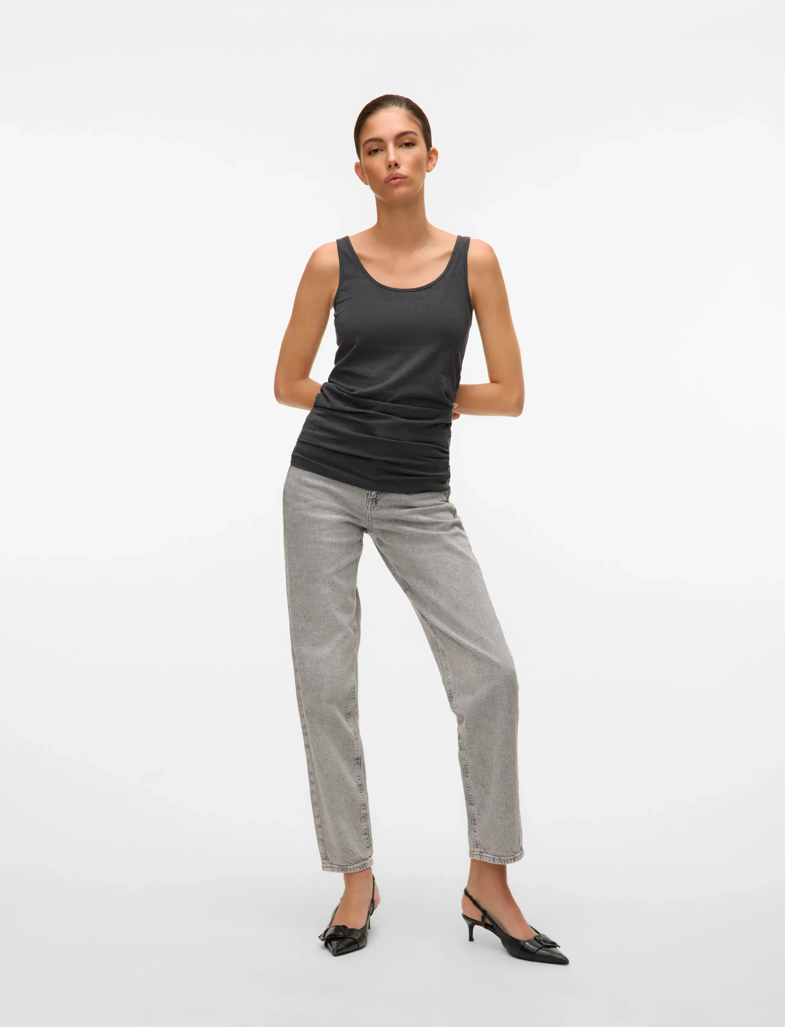Vero Moda - VMMAXI MY SOFT LONG TANK TOP NOOS - tanktops - dark grey melange - 4