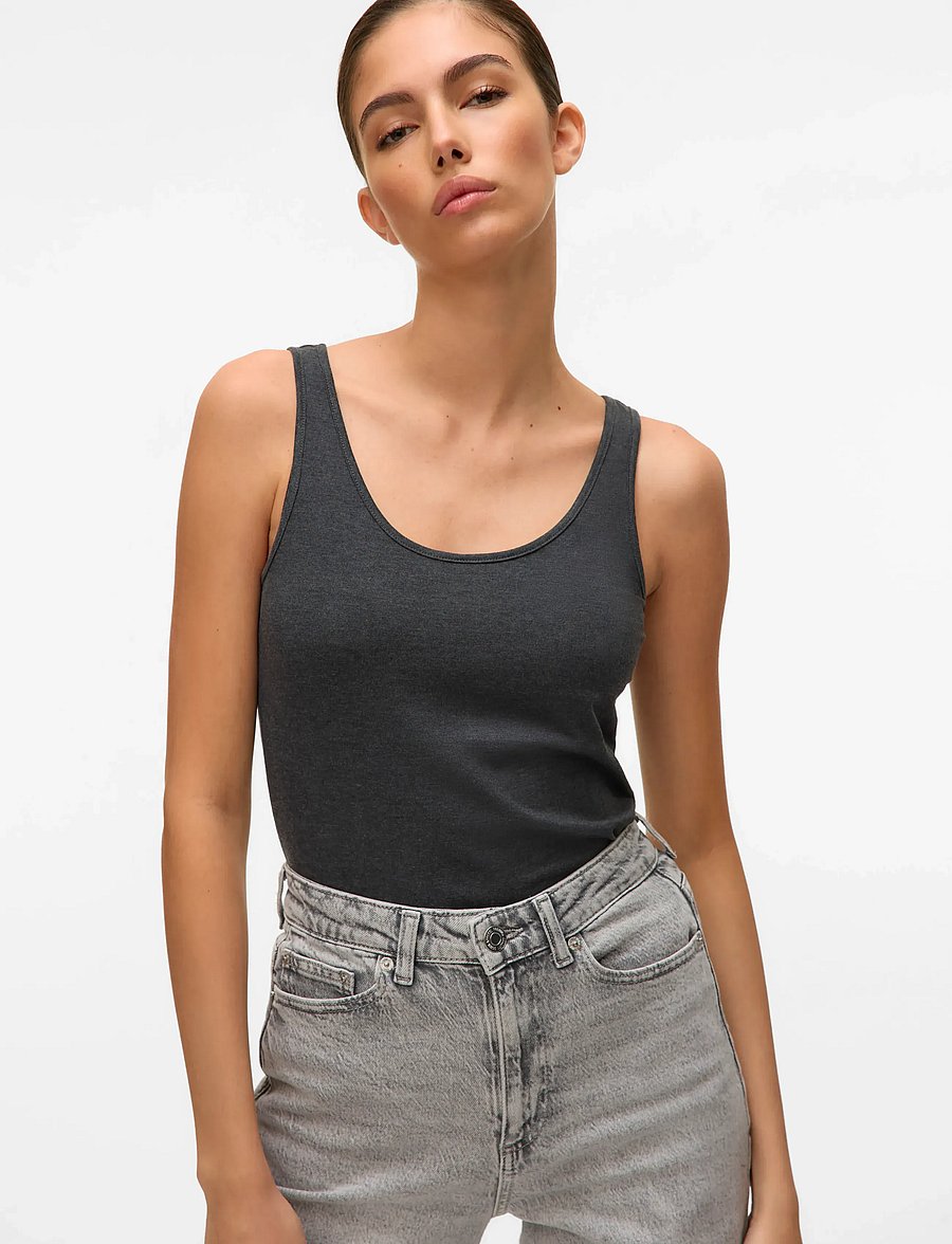 Vero Moda - VMMAXI MY SOFT LONG TANK TOP NOOS - tanktops - dark grey melange - 5