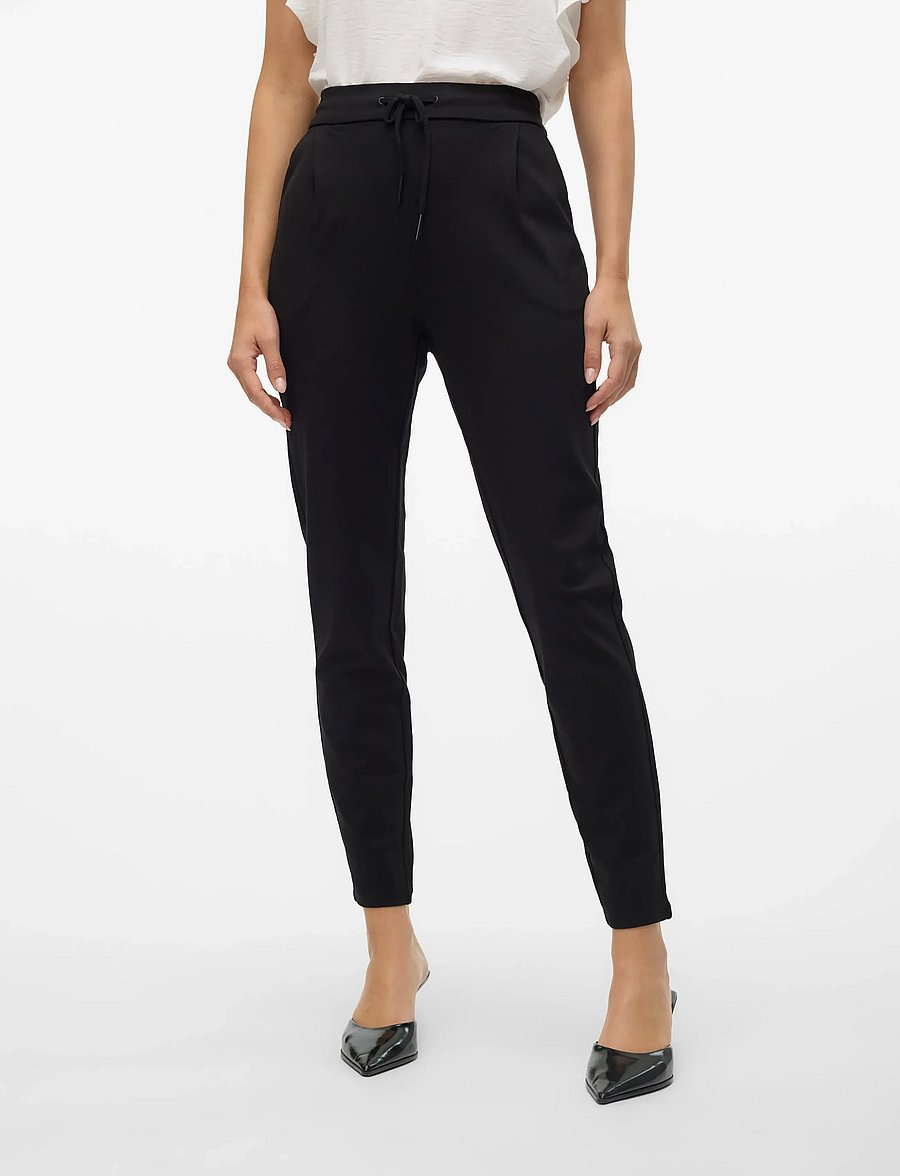 Vero Moda - VMEVA MW LOOSE STRING PANT NOOS - jogas bikses - black - 0
