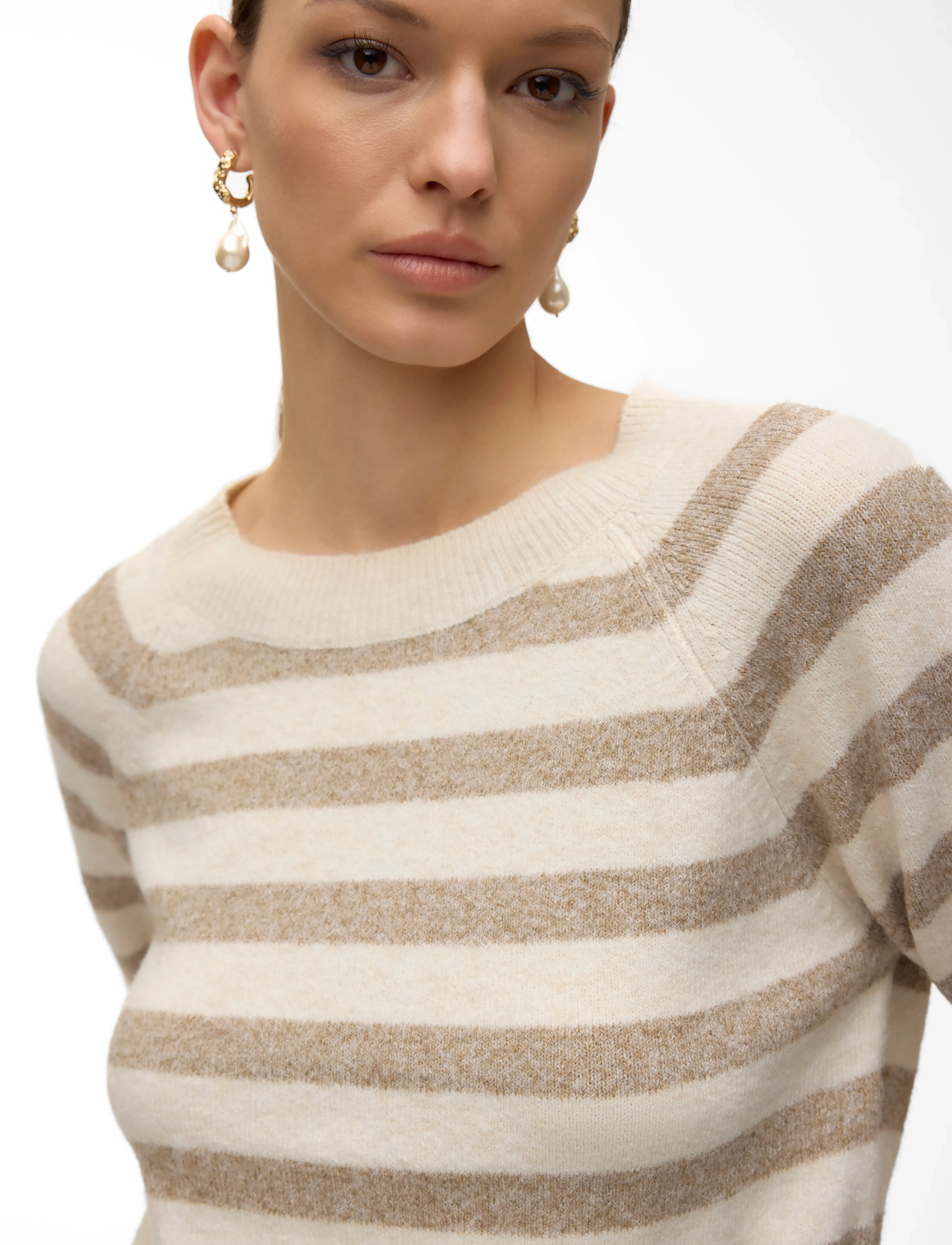 Vero Moda - VMDOFFY LS O-NECK BLOUSE GA NOOS - stickade tröjor - birch - 4